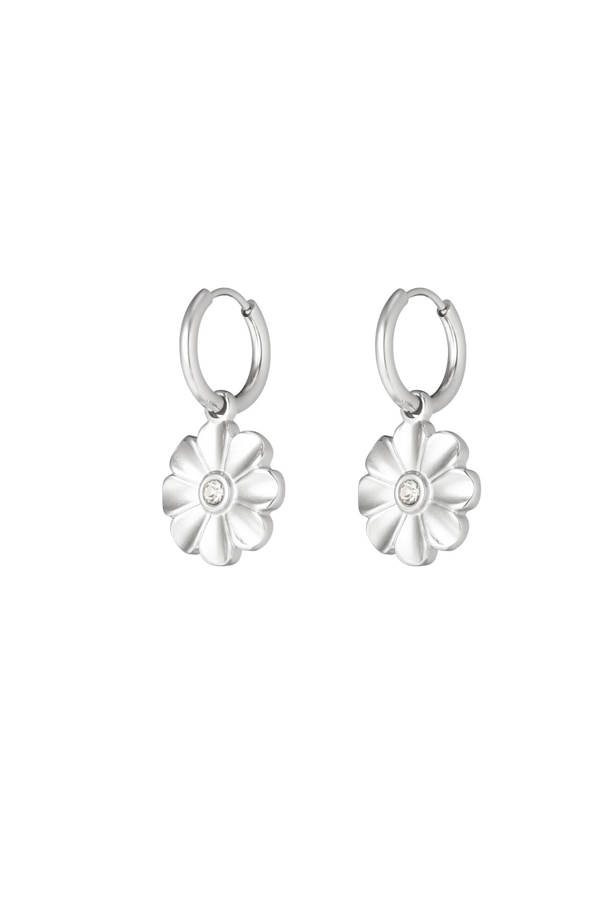 Shimmering flower earrings - Silver color h5 