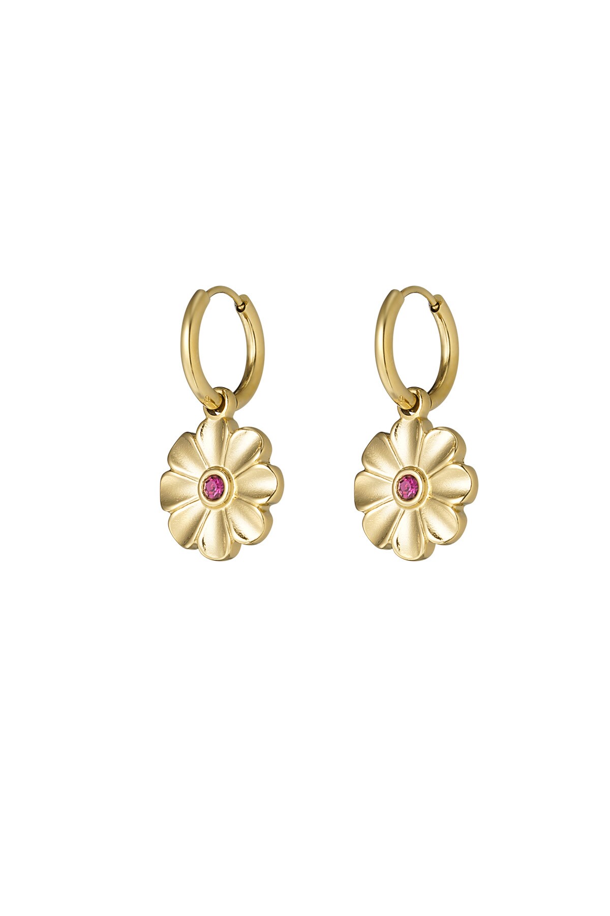 Shimmering flower earrings - Gold color h5 