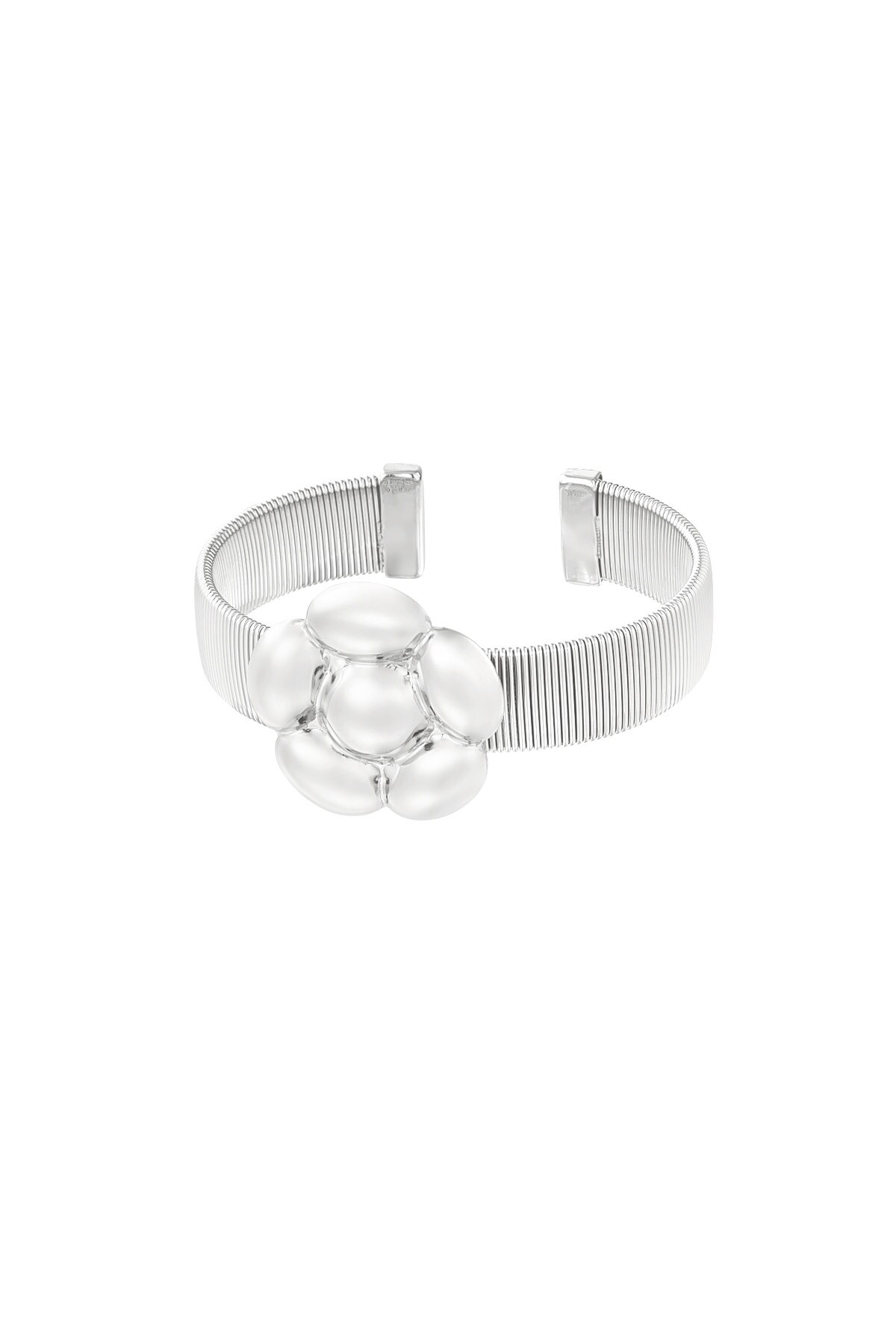 Statement flower bracelet - Silver color h5 