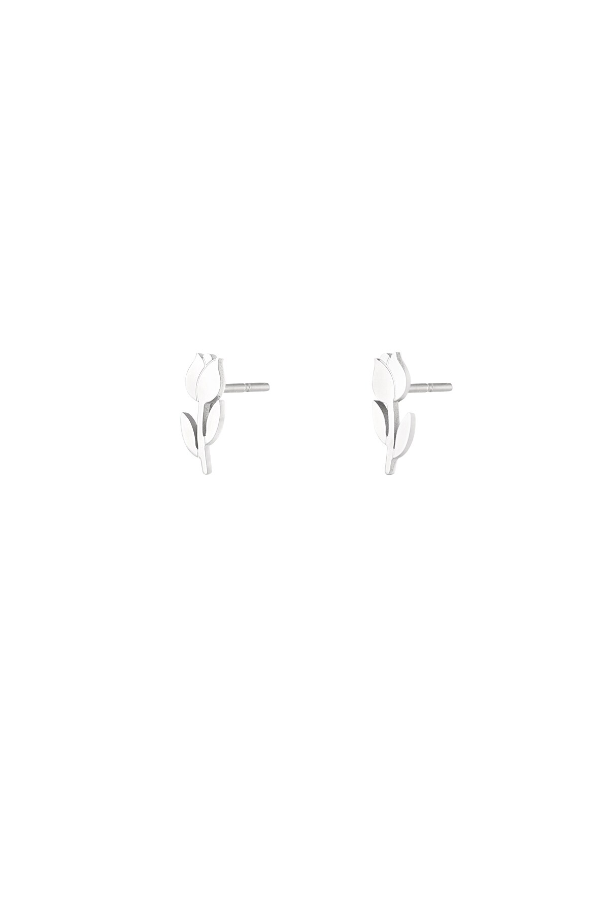 Tulip stud earrings - Silver color h5 