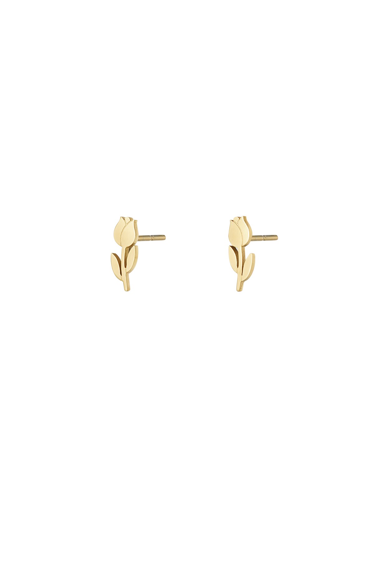 Tulip stud earrings - Gold color h5 