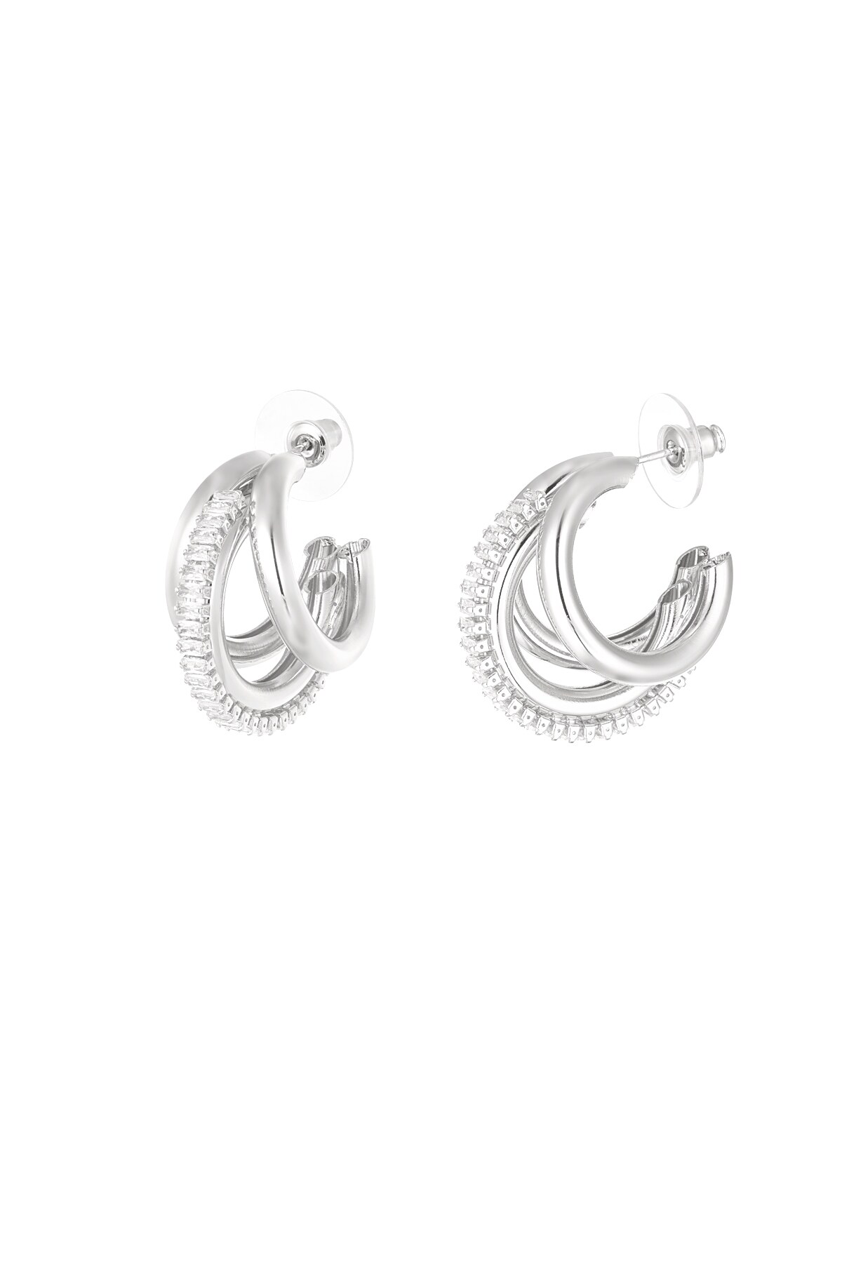 Triple party hoop earrings - Silver color h5 