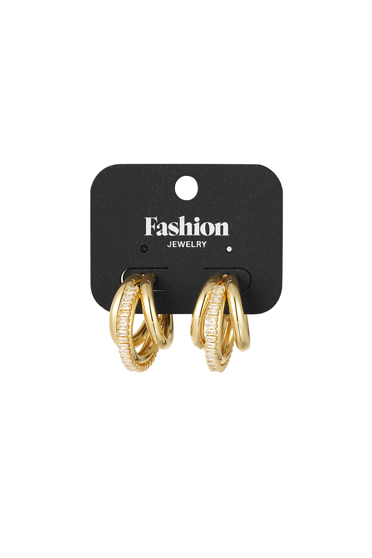 Triple party hoop earrings - Gold color h5 Picture3