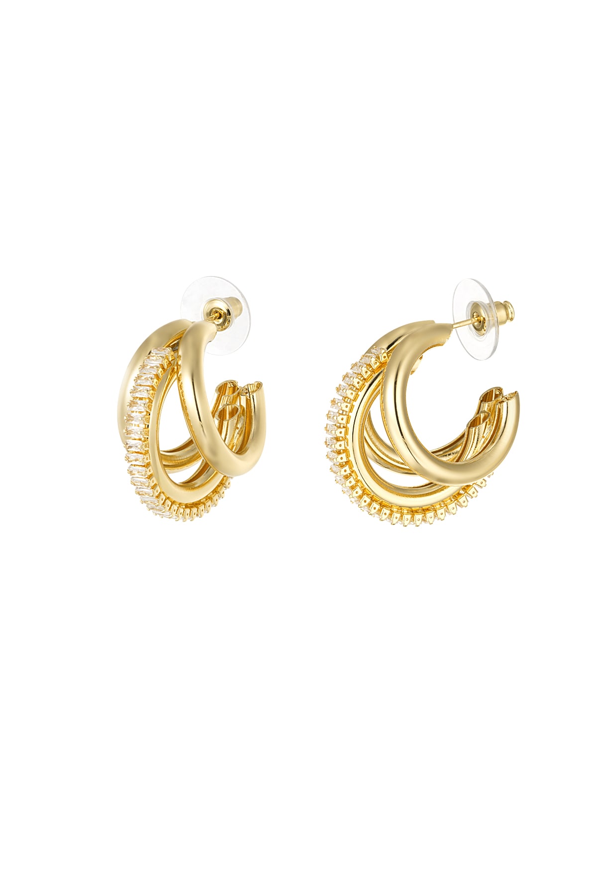 Triple party hoop earrings - Gold color