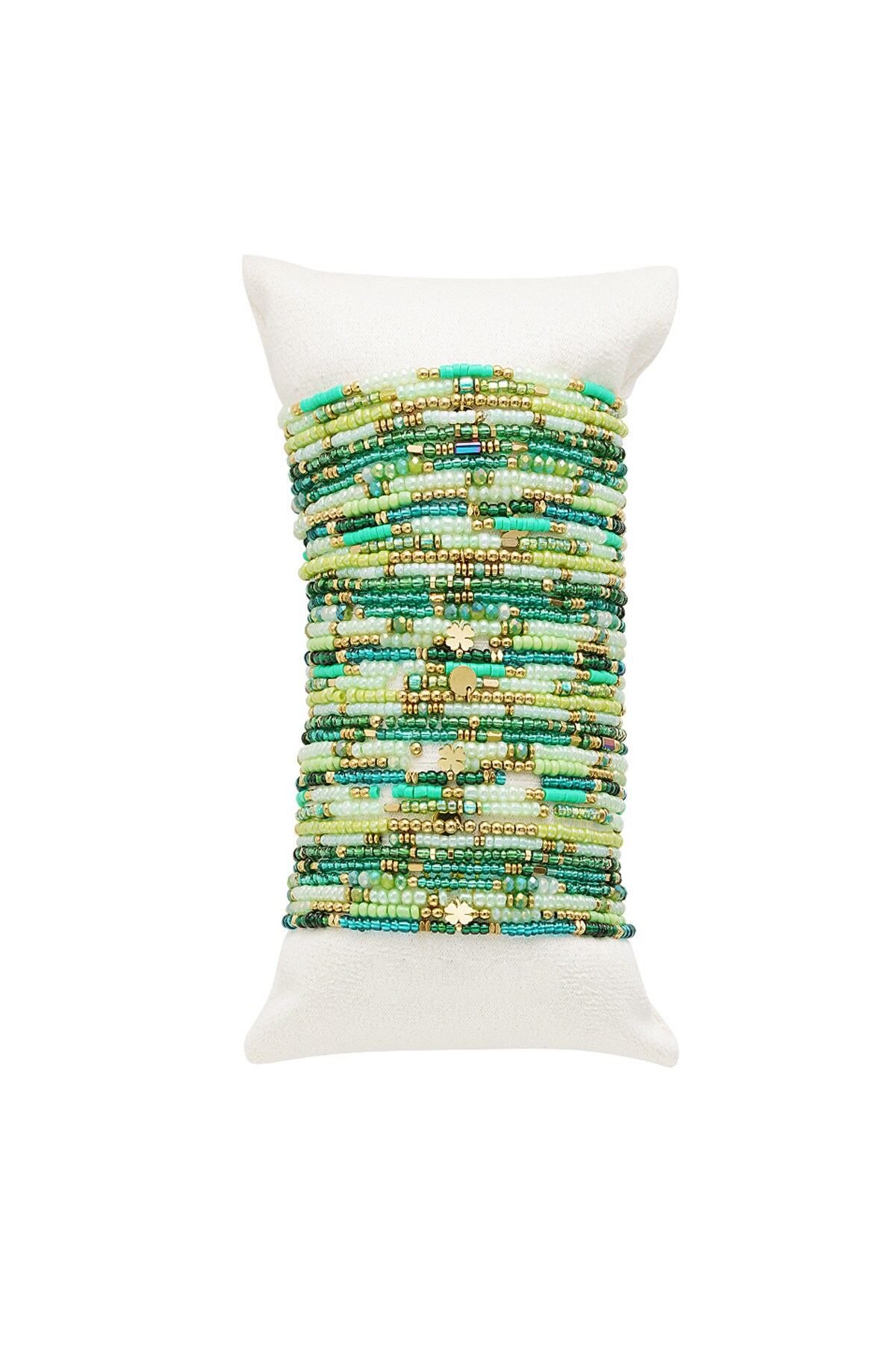 Display with bracelets colorful beads Green & Gold Stainless Steel h5 