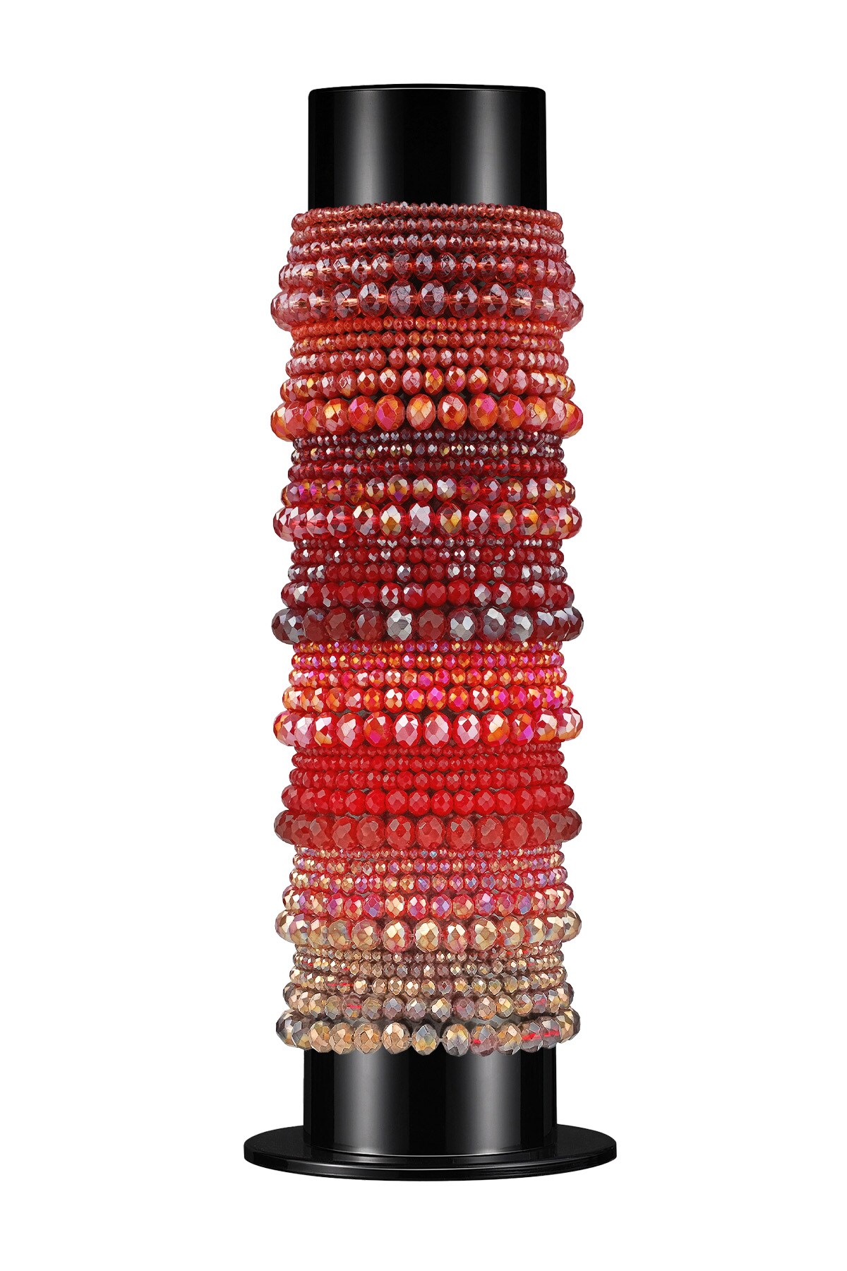 Bracelet display with glass bead bracelets - red 