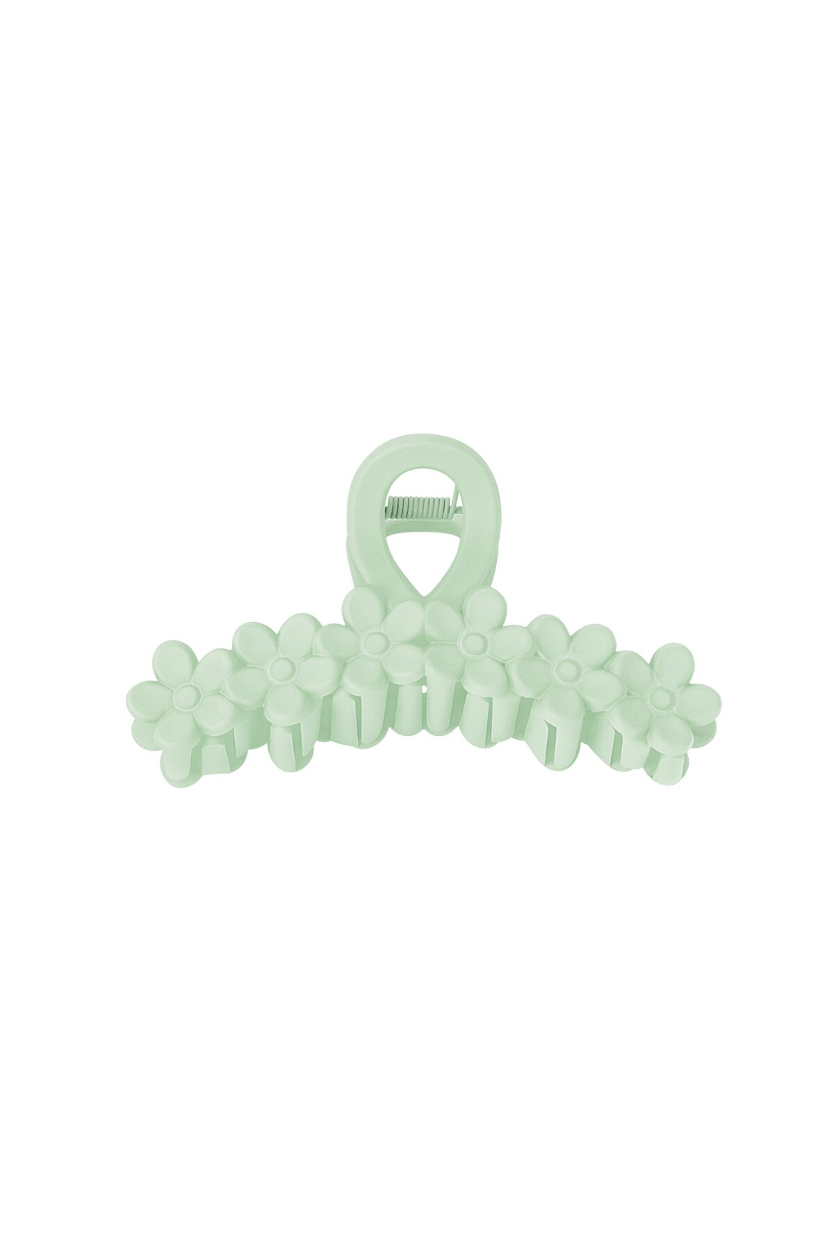 Hair clip flowers in a row - green Plastic h5 