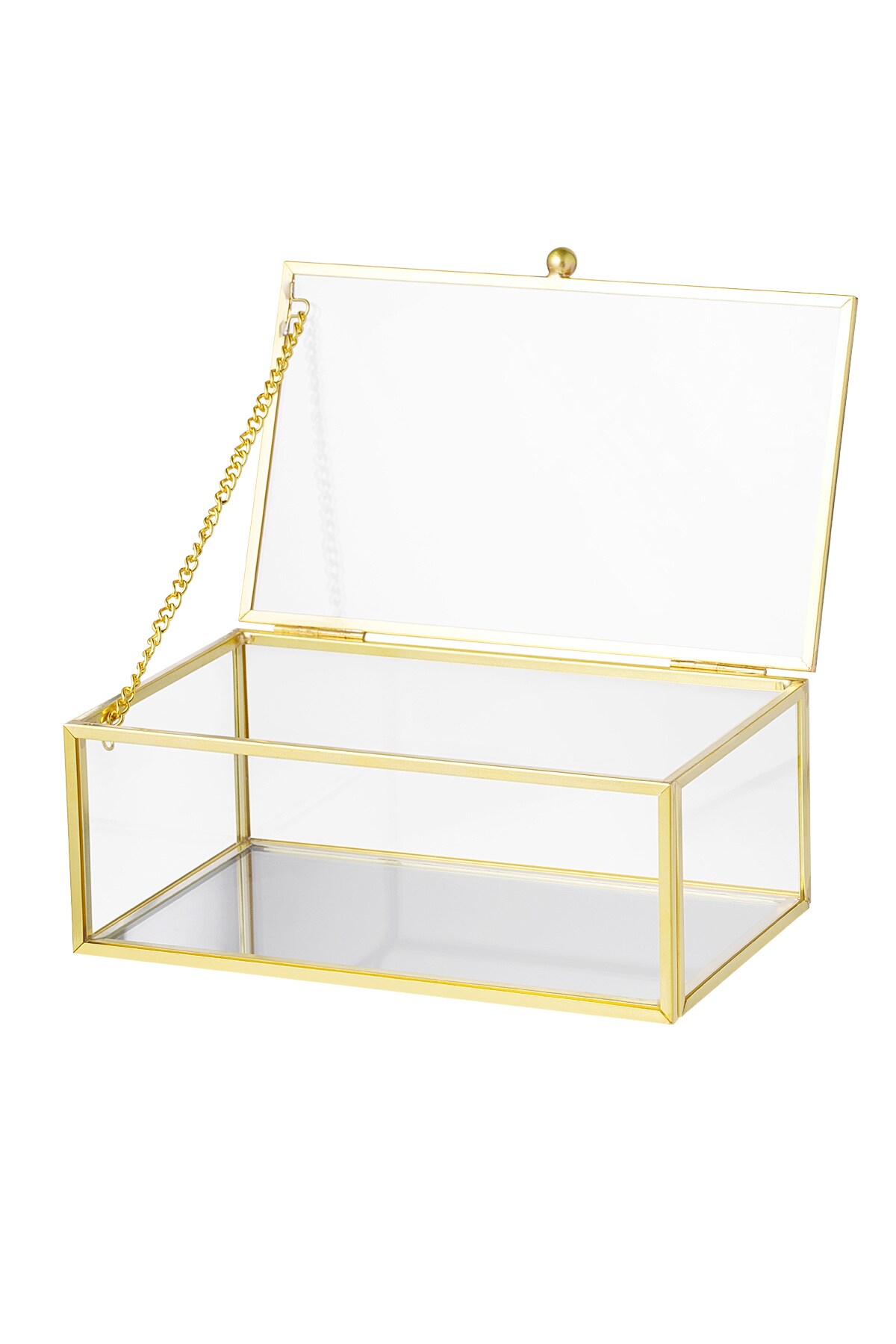 Glass jewelery box large - transparent Copper 