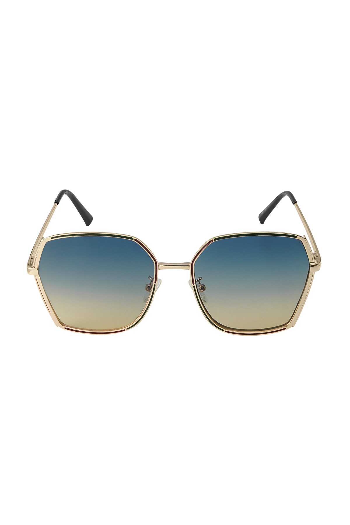 Sunglasses Oval Lenses Gold Detail Exterior Blue h5 Picture3