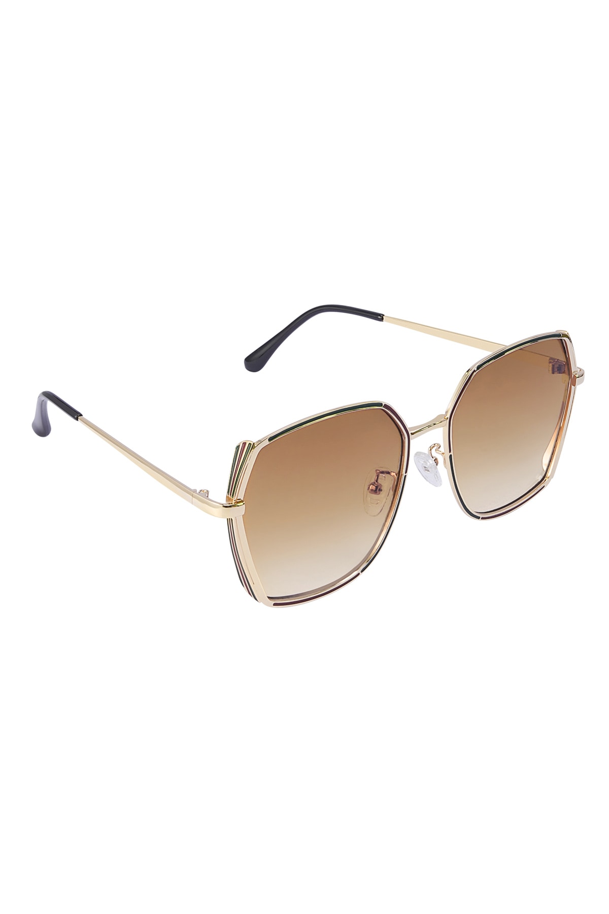 Gafas de Sol Lentes Ovaladas Detalle Dorado Exterior Camel h5 