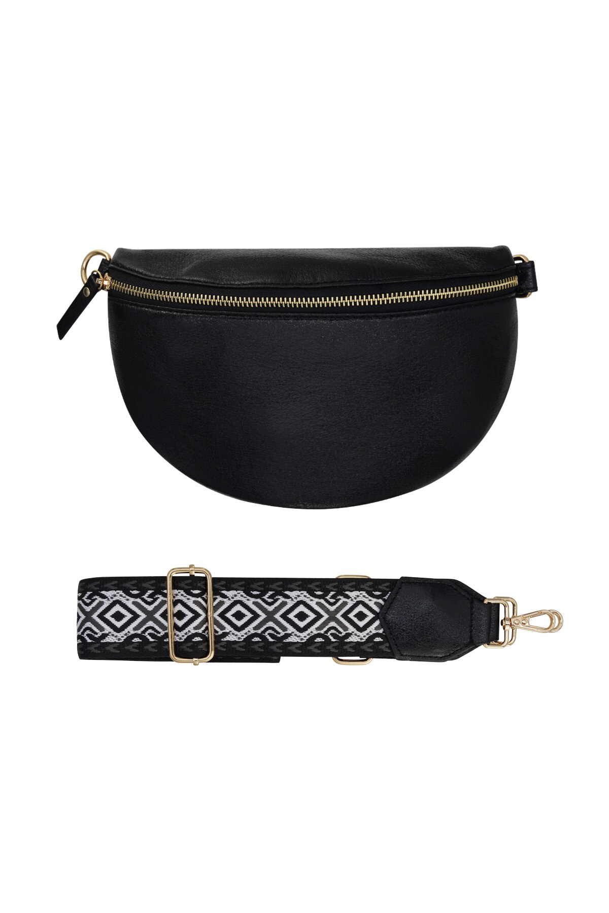 Shoulder bag with unique strap - black h5 Picture7