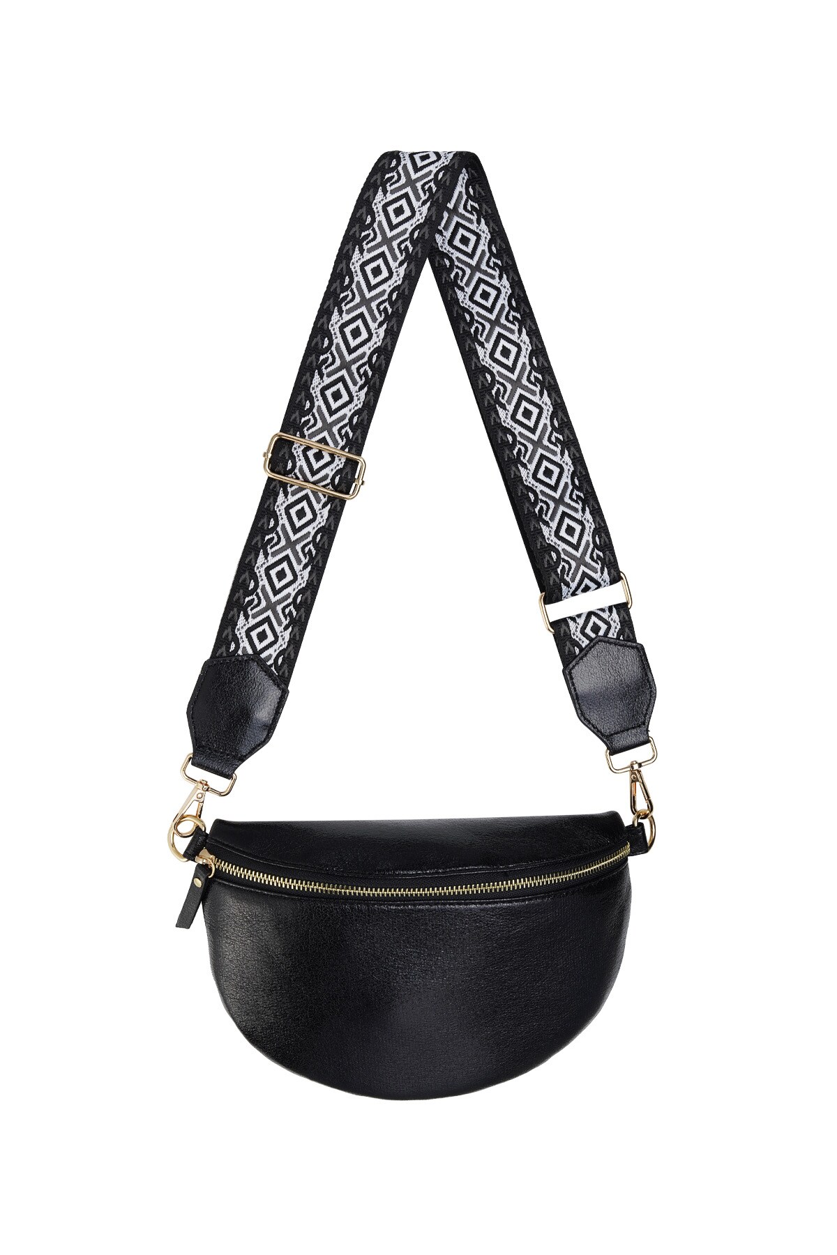 Shoulder bag with unique strap - black 