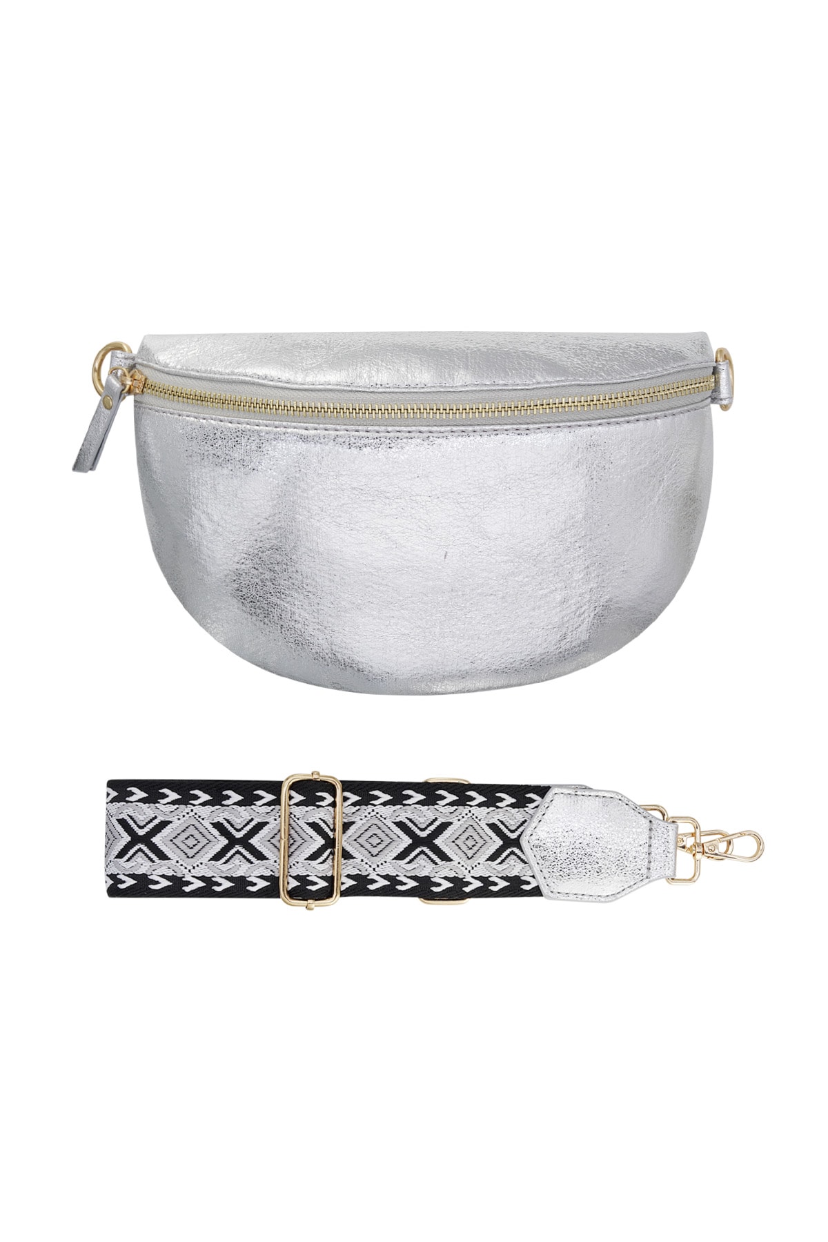 Shoulder bag with unique strap - Silver color h5 