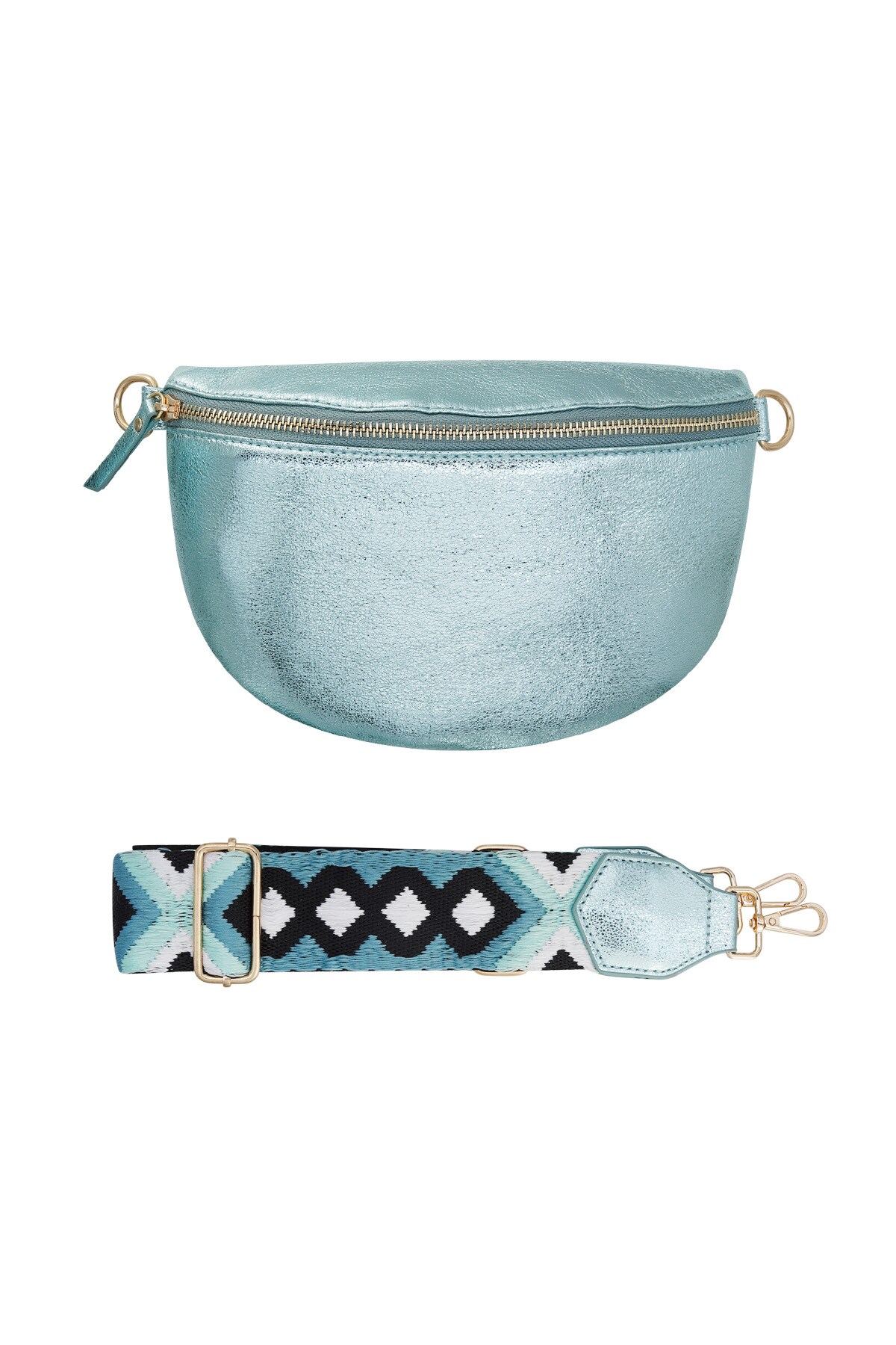 Shoulder bag with unique strap - blue 