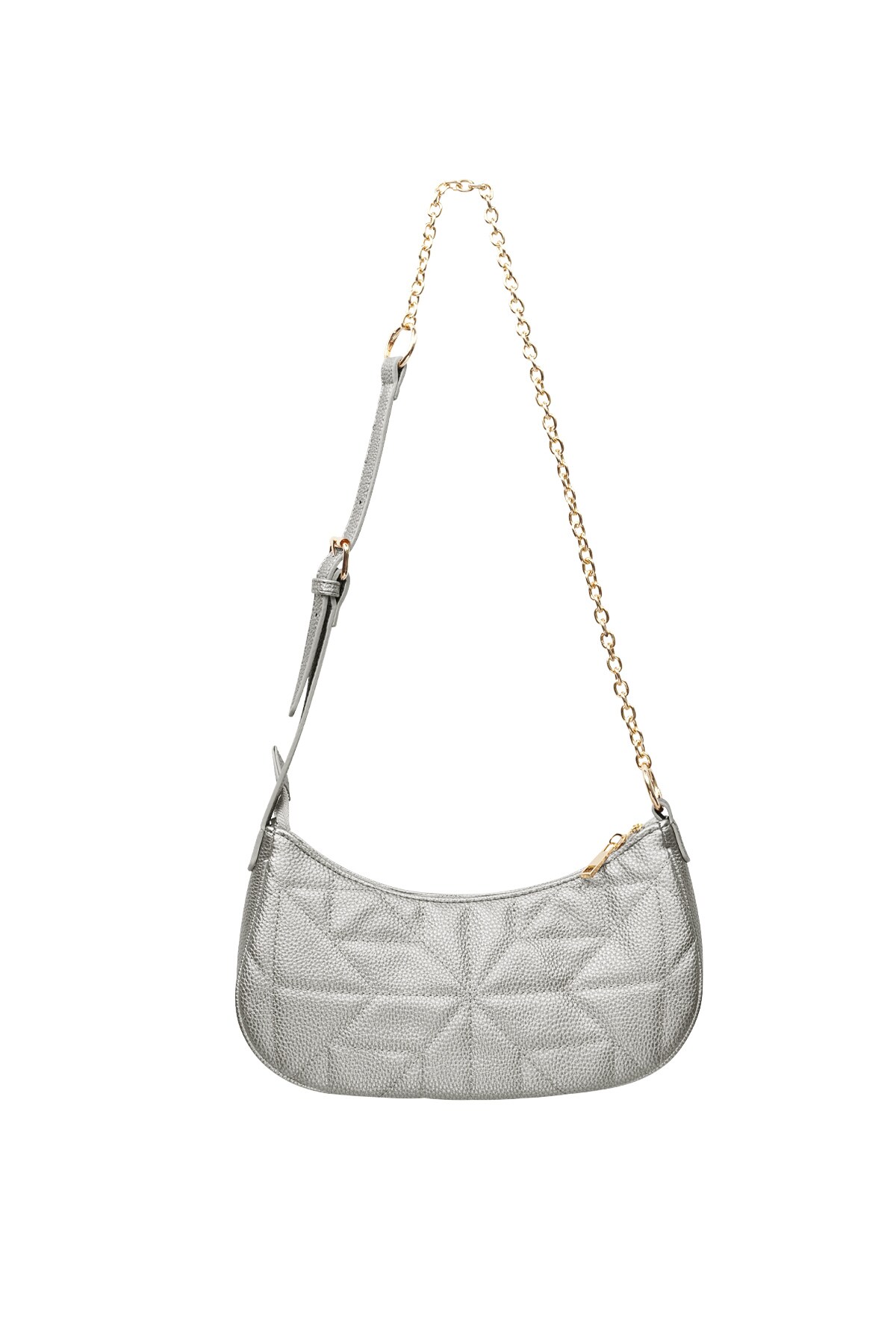 Stitched shoulder bag gold hardware - gray h5 