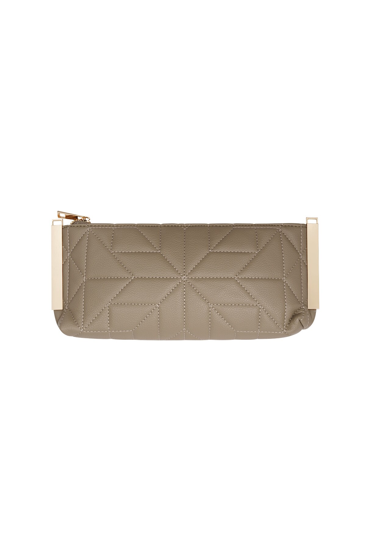 Stitched clutch gold hardware - camel 