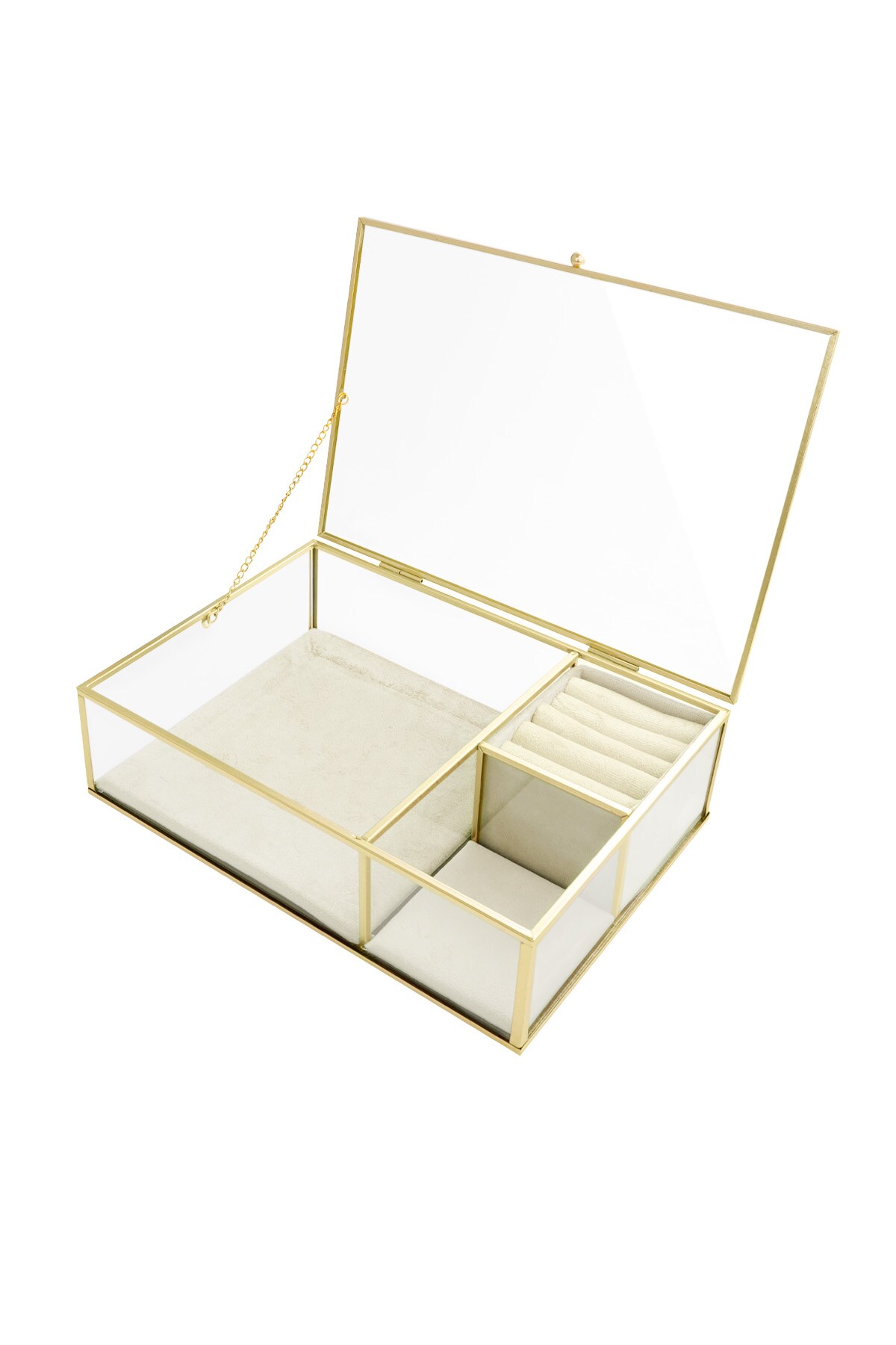 Glass three-compartment display - white h5 