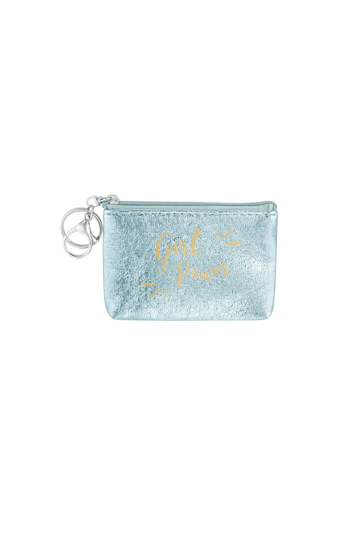 Keychain wallet metallic girl power - blue h5 