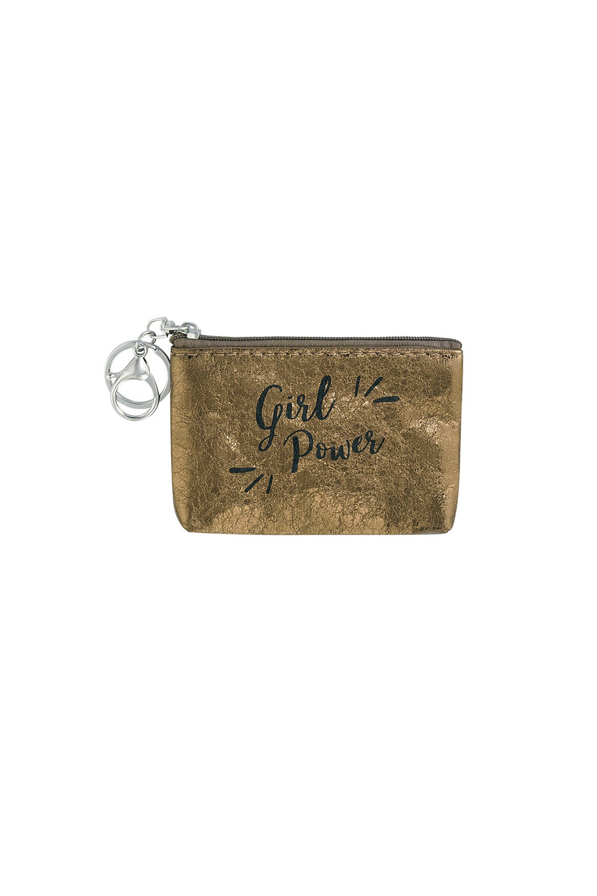 Keychain wallet metallic girl power - brown 