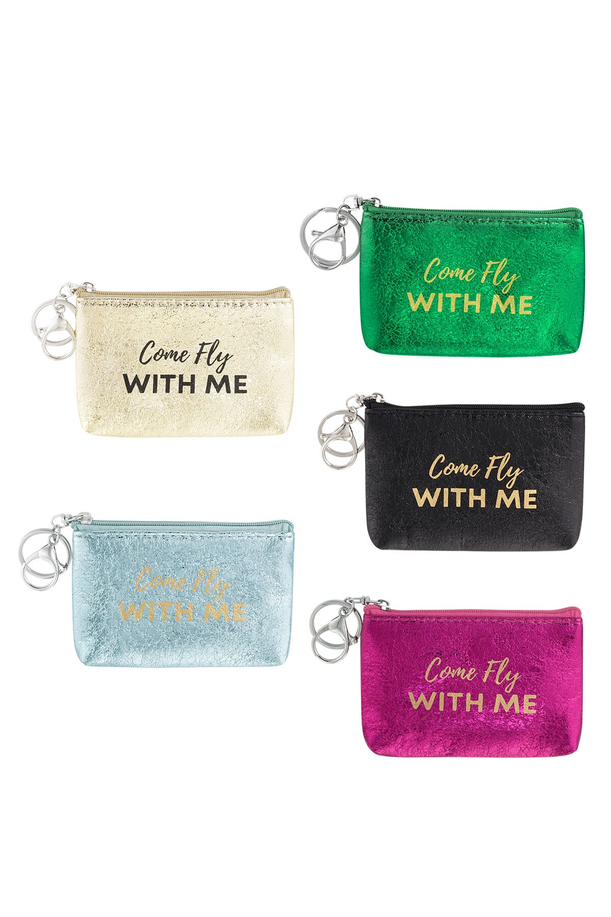 Keychain wallet metallic come fly with me - green Picture3