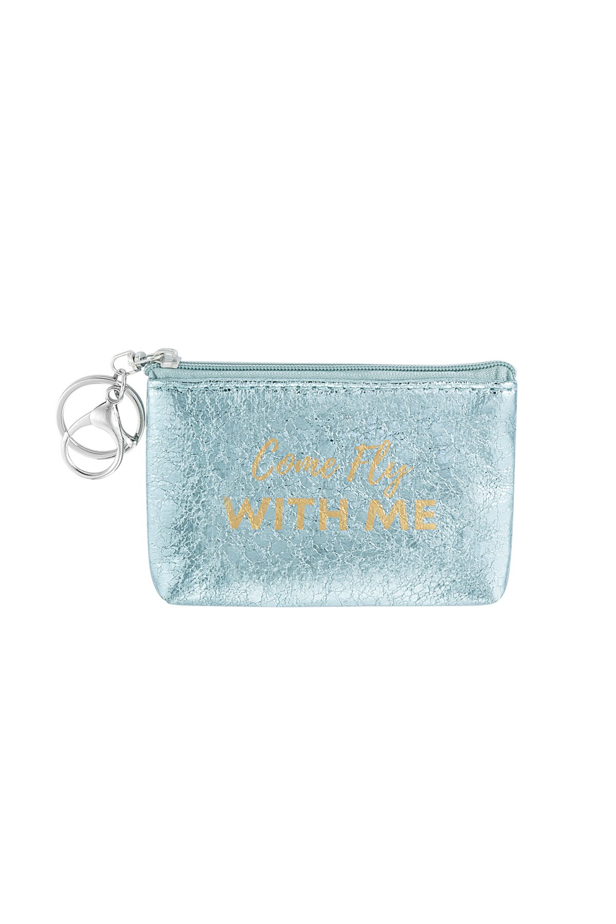 Keychain wallet metallic come fly with me - blue h5 