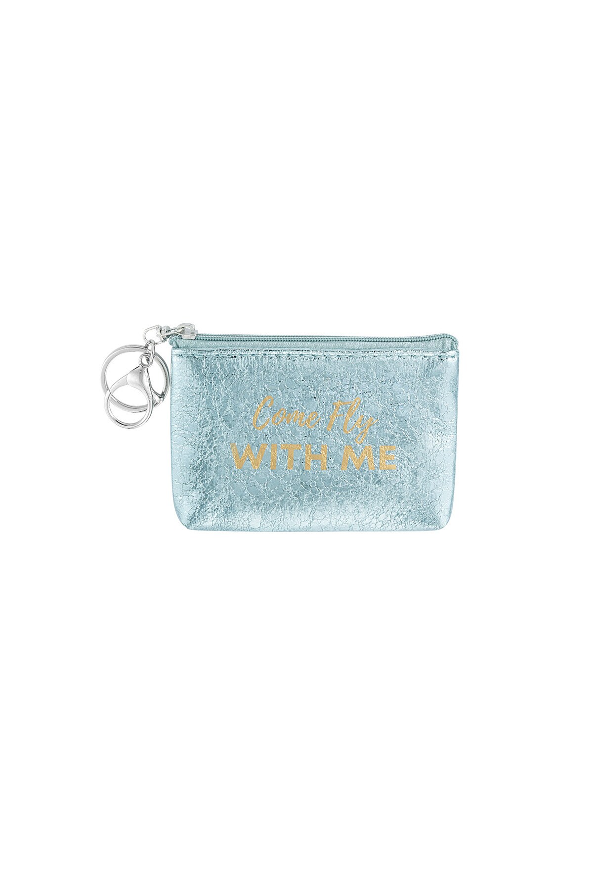 Keychain wallet metallic come fly with me - blue 