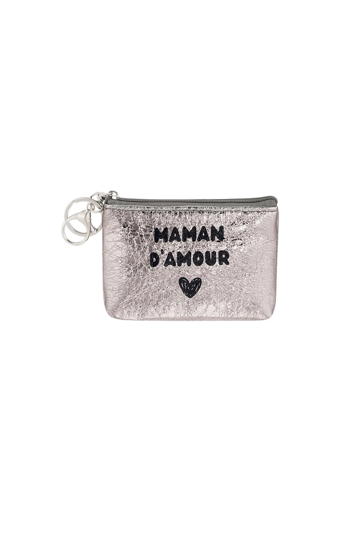 Keychain wallet metallic maman d'amour - Silver color h5 