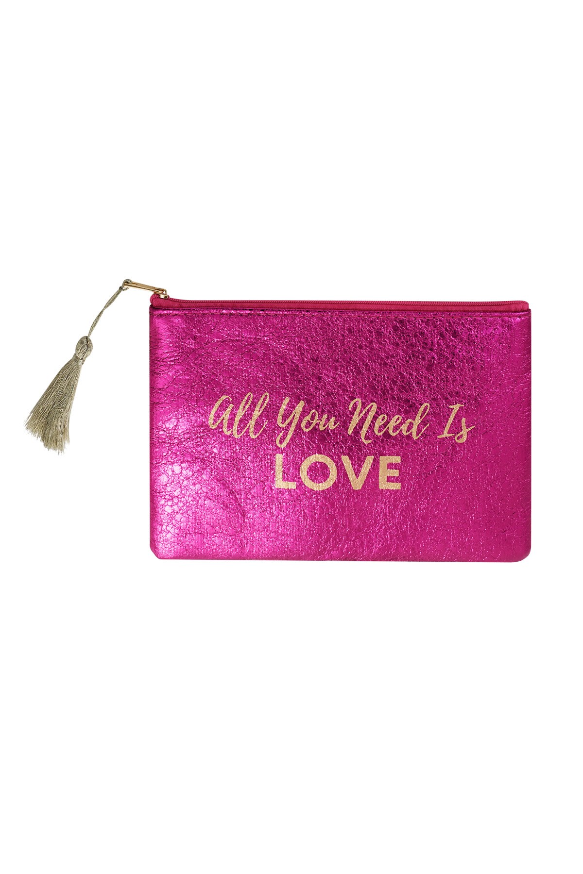 Make-up bag metallic all you need is love - fuchsia h5 