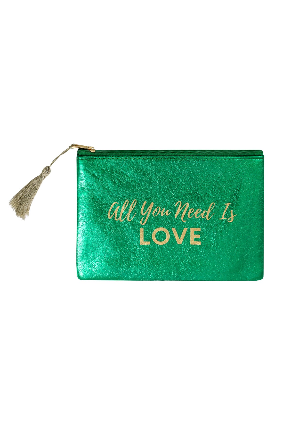 Make-up bag metallic all you need is love - green h5 