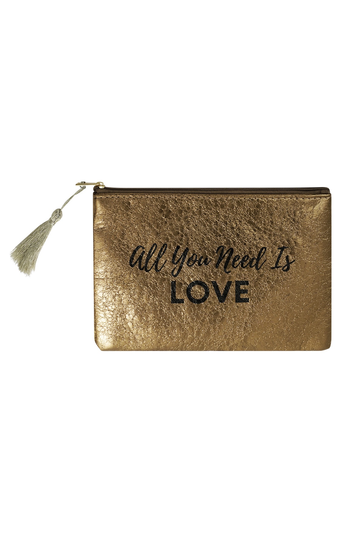 Make-up bag metallic all you need is love - brown h5 