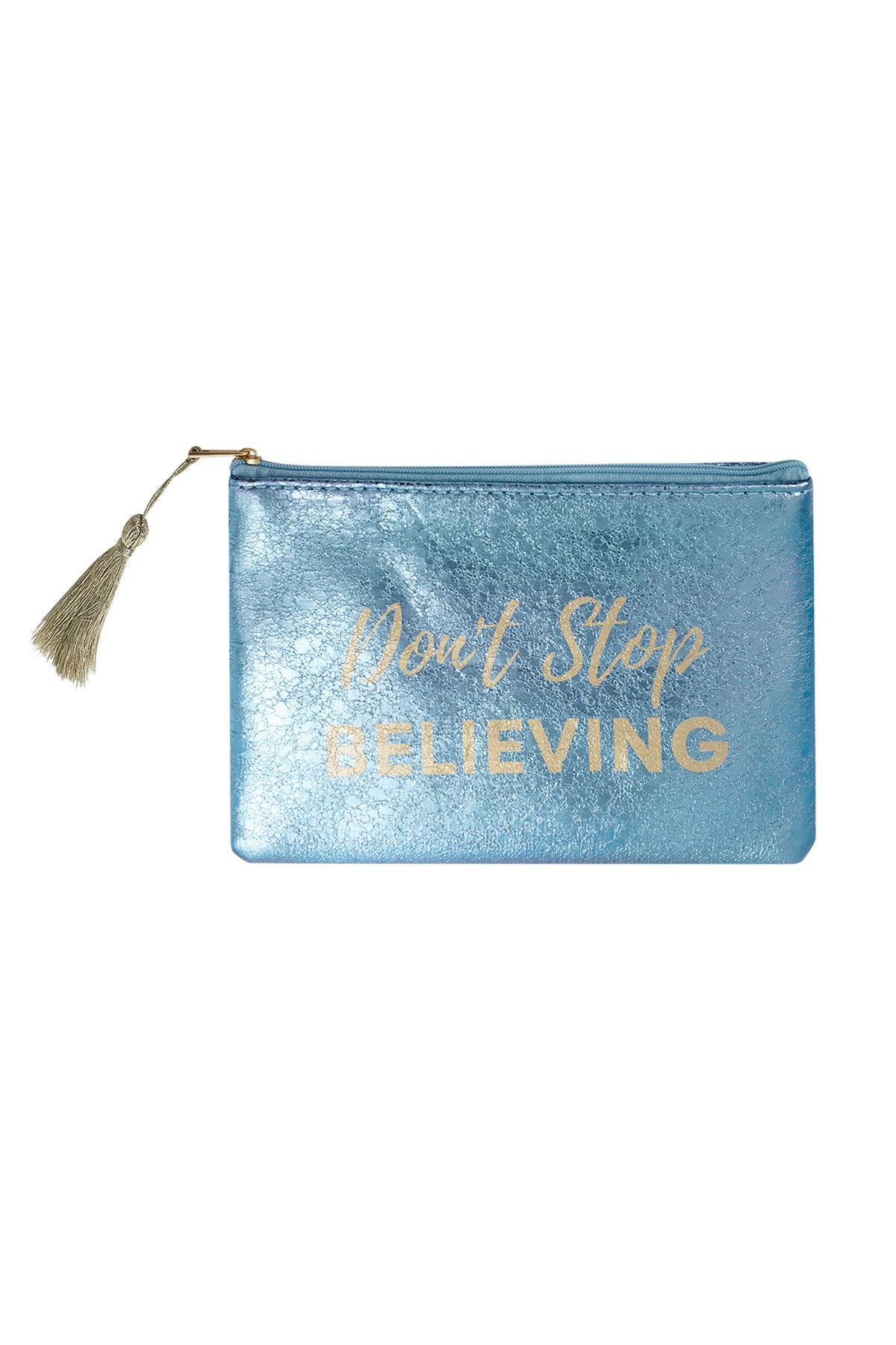 Make-up bag metallic don't stop believing - blue h5 