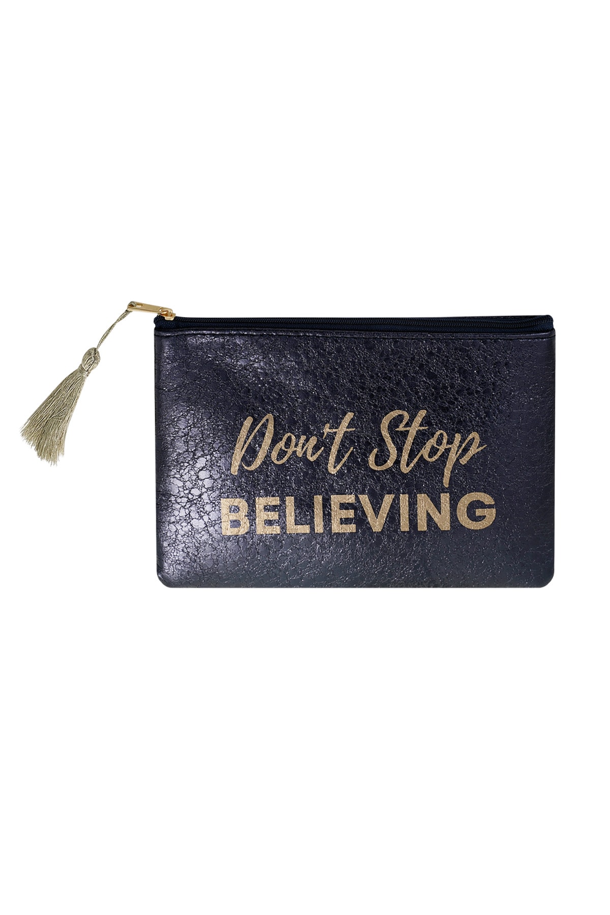 Make-up bag metallic don't stop believing - navy blue h5 