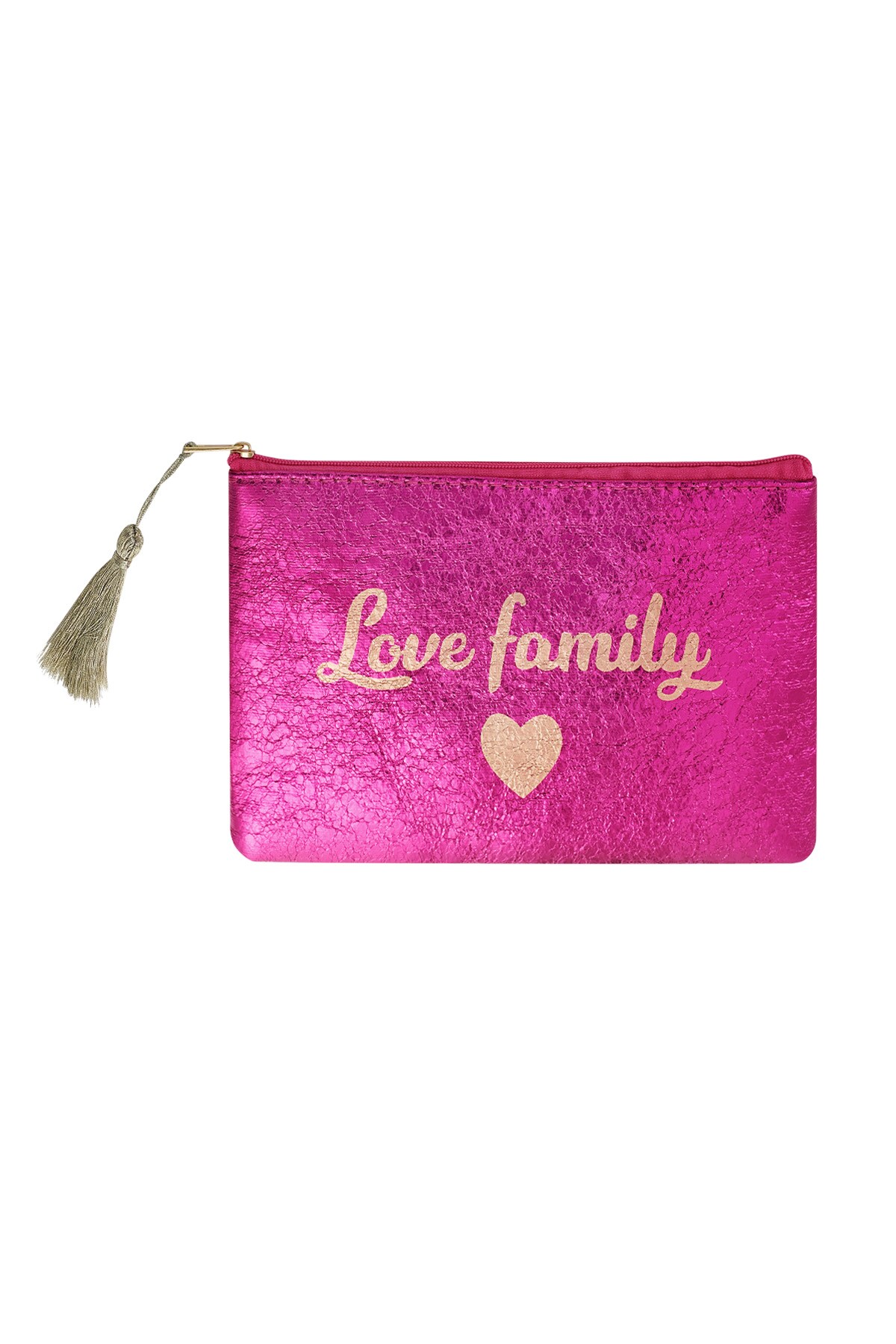 Make-up bag metallic love family - pink 