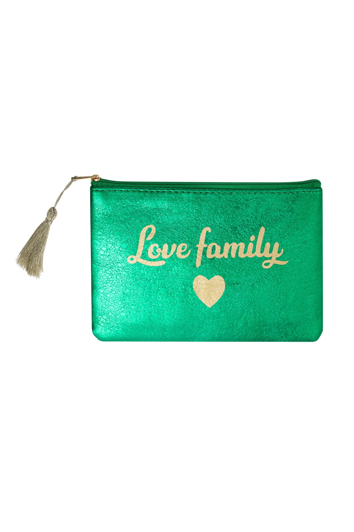 Make-up bag metallic love family - green h5 