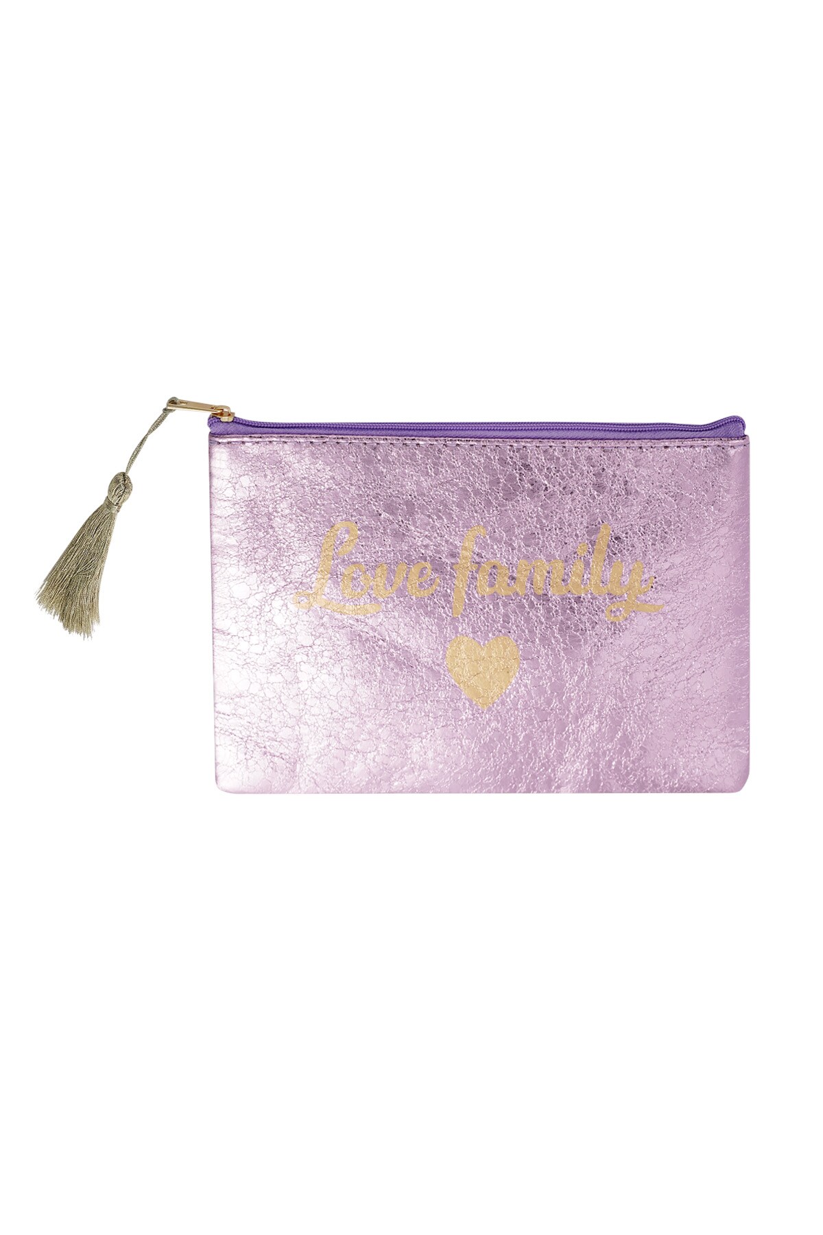 Make-up bag metallic love family - purple 