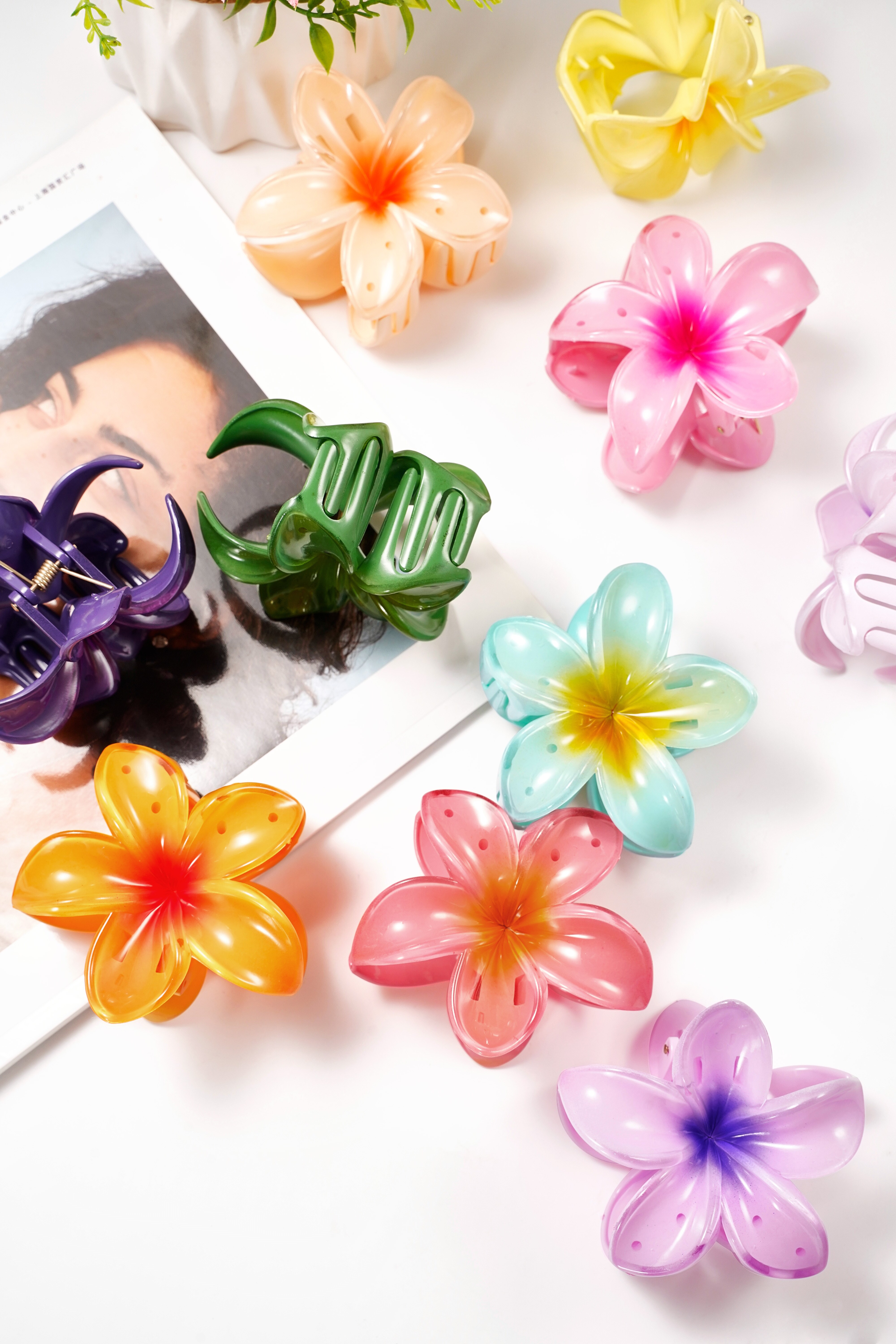 Hair clip with gradient flower Hawaii love - purple h5 Picture3