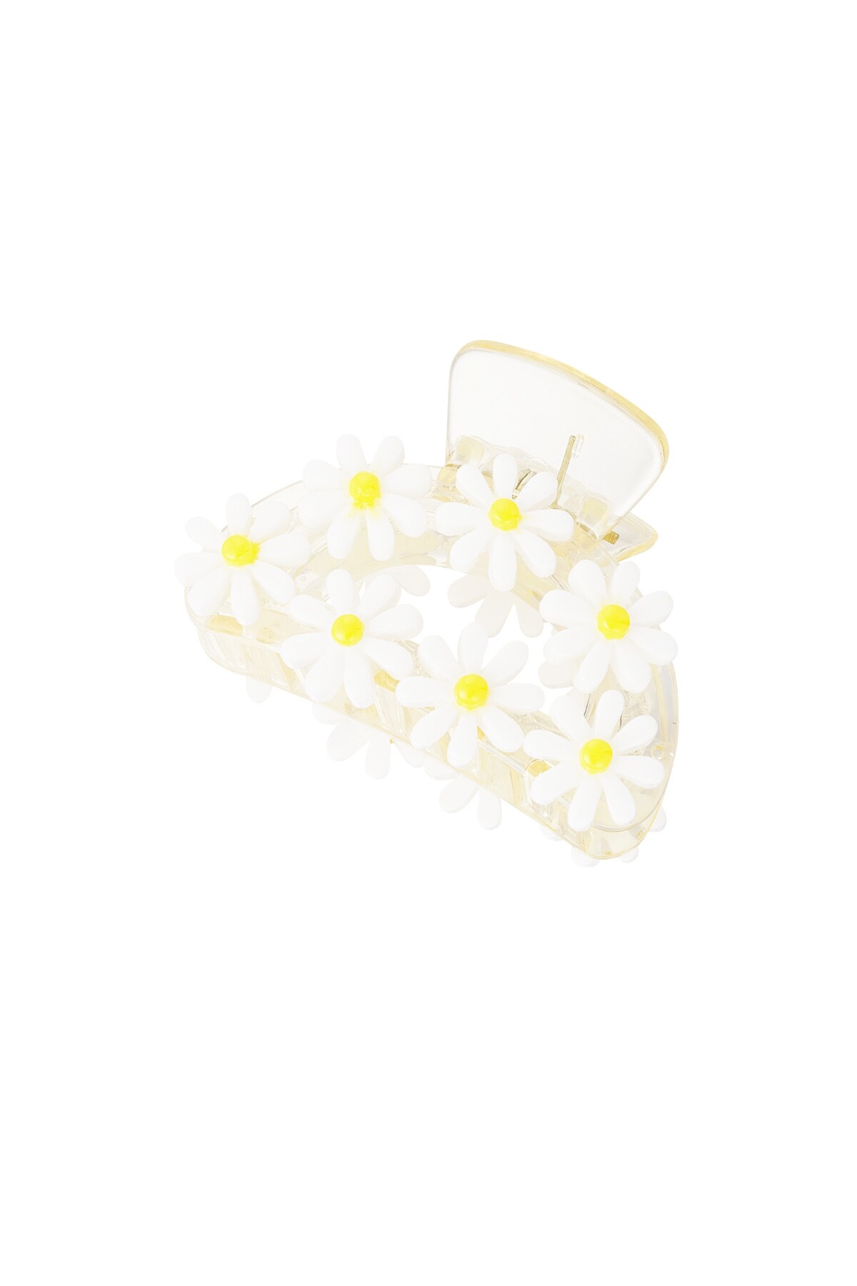 Resin Flower Plastic Hair Claw - White h5 