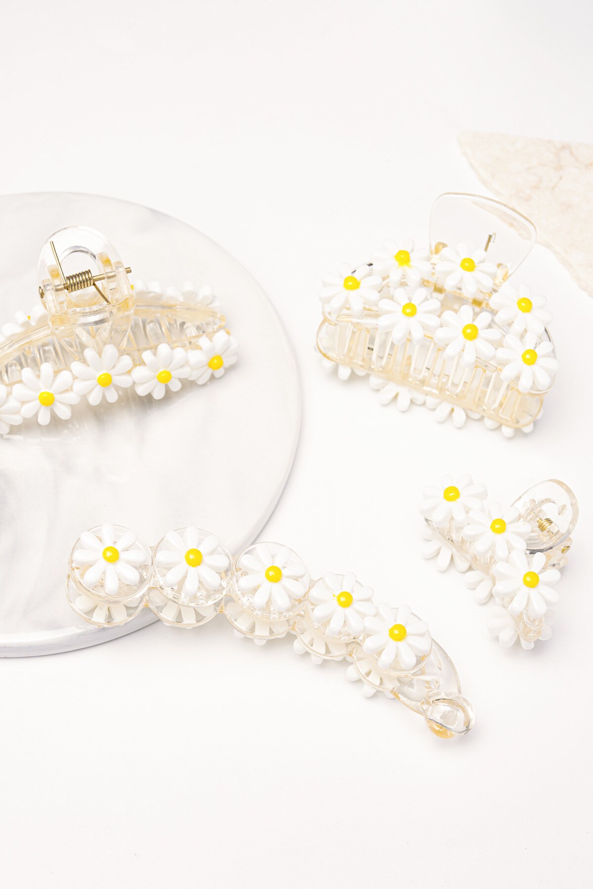 Hair clip curl white flowers h5 Picture3