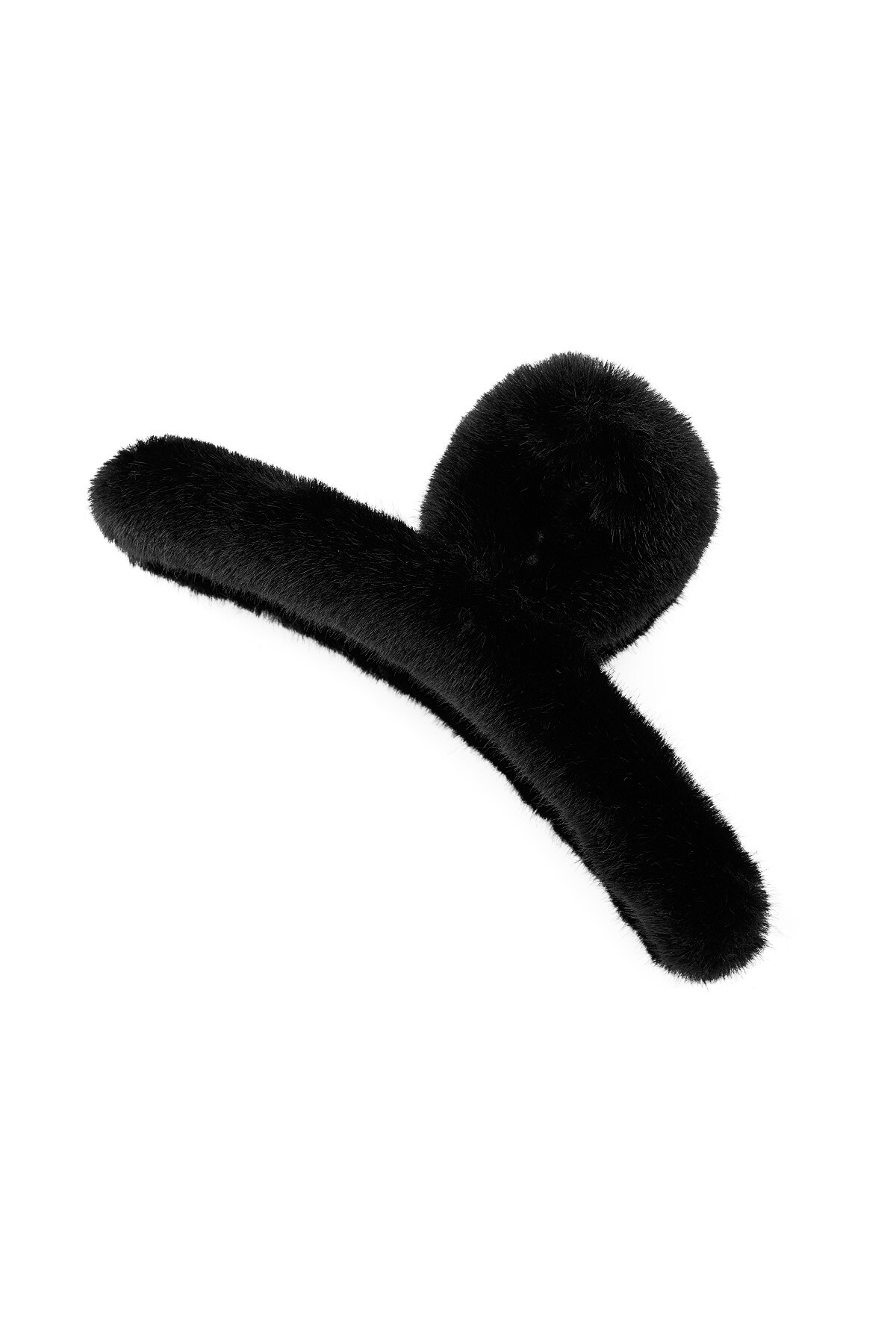 Faux fur hair clip - black h5 