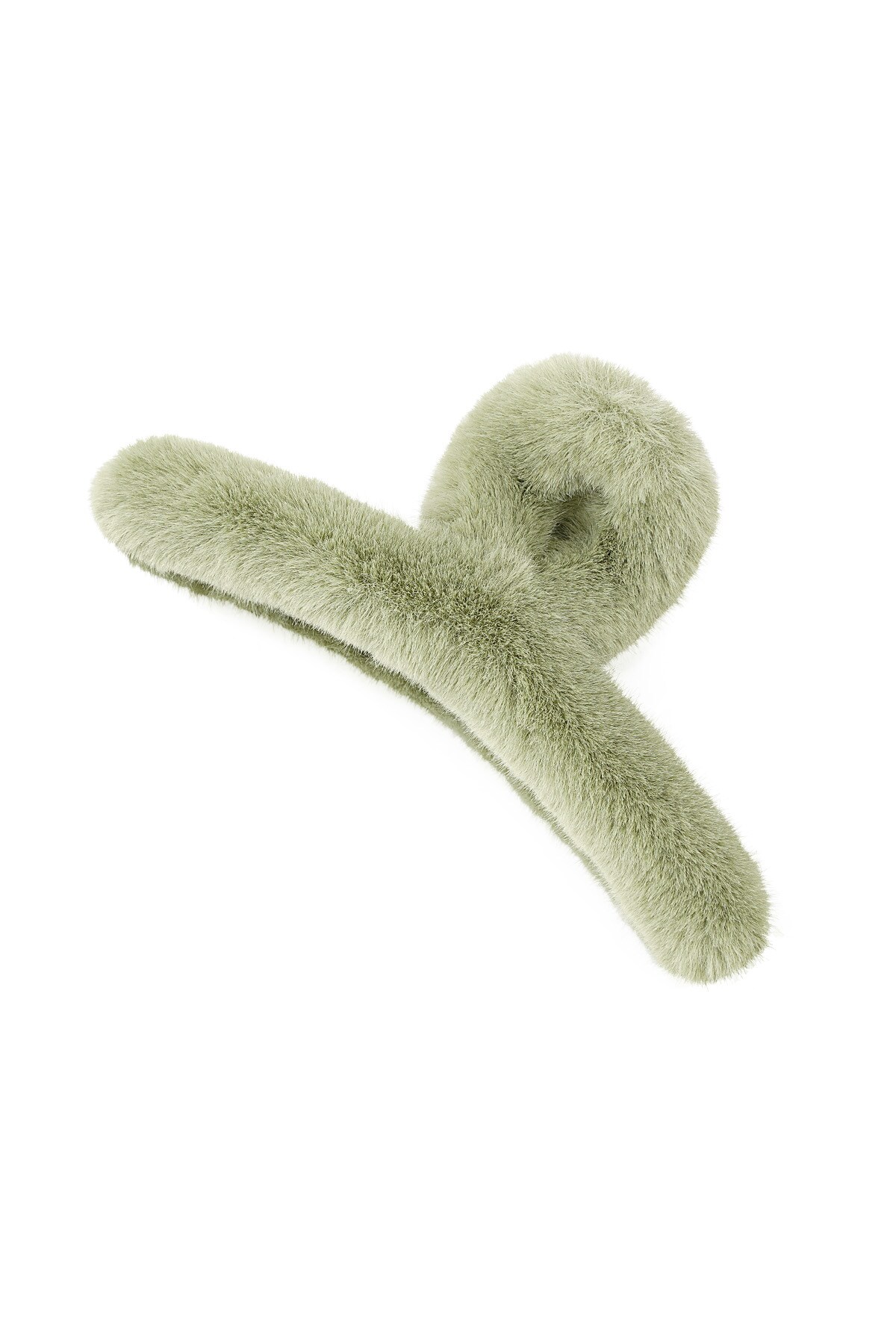 Faux fur hair clip - green h5 