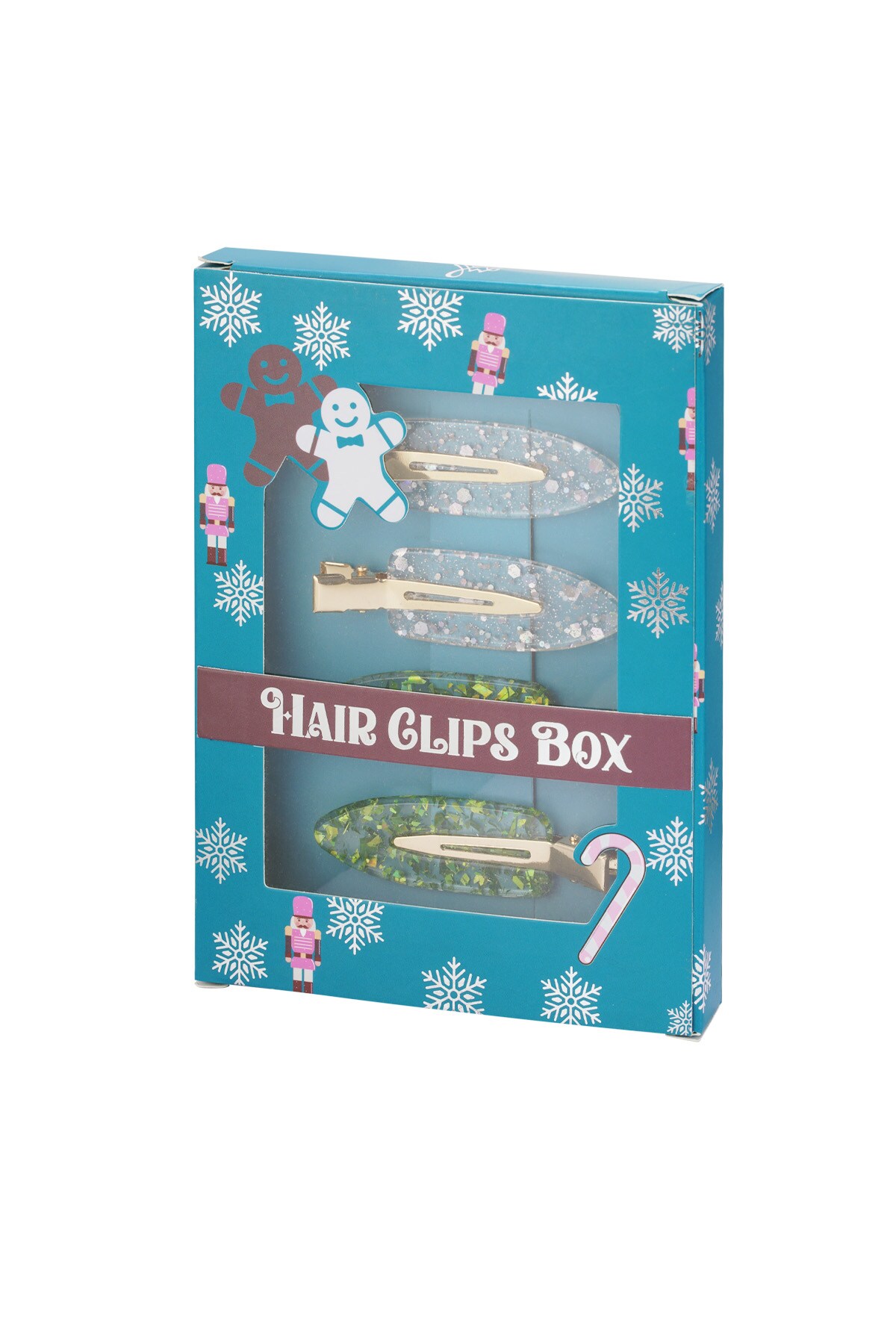 Hair clip box nutcracker - silver green h5 