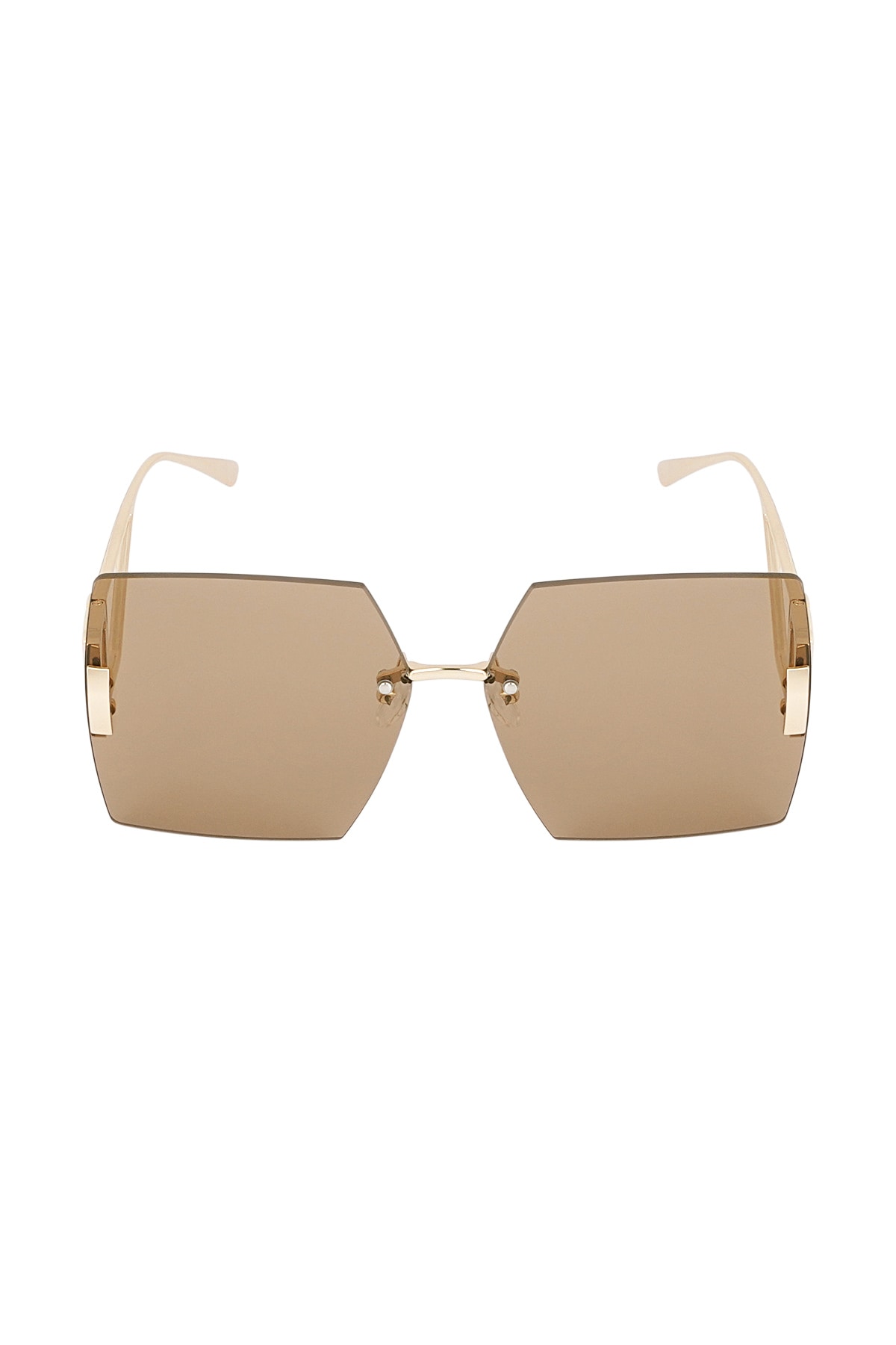 Rimless square sunglasses - camel 