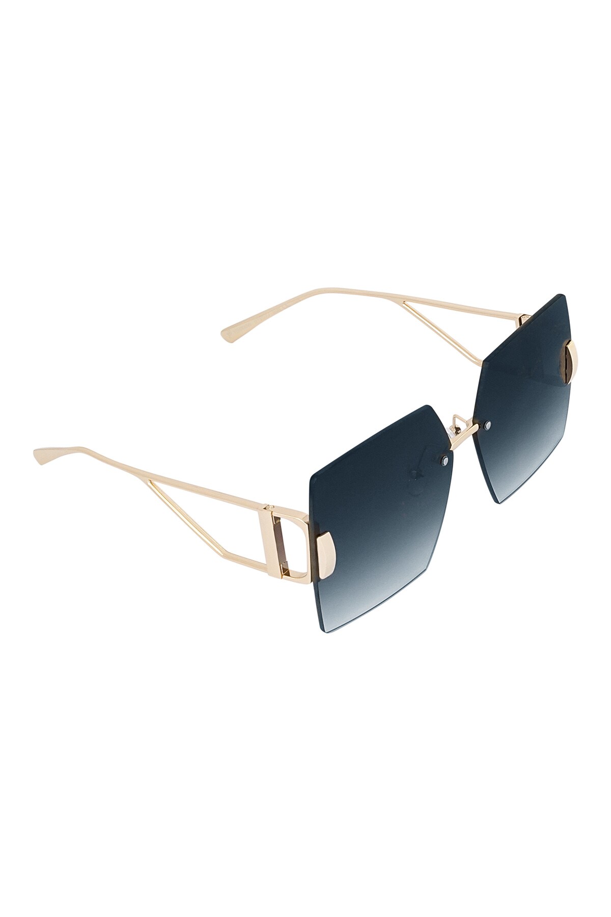 Rimless square sunglasses - black/gold 