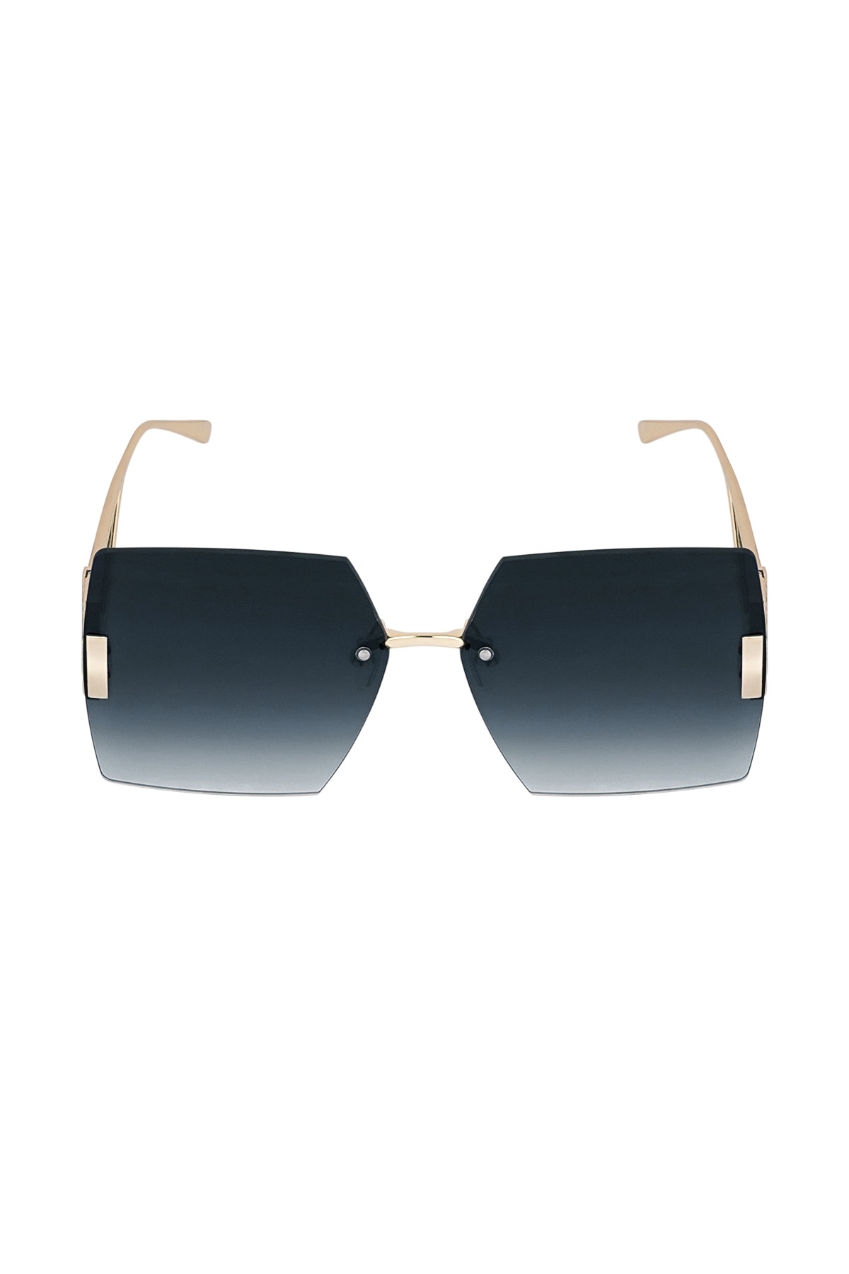 Rimless square sunglasses - black/gold