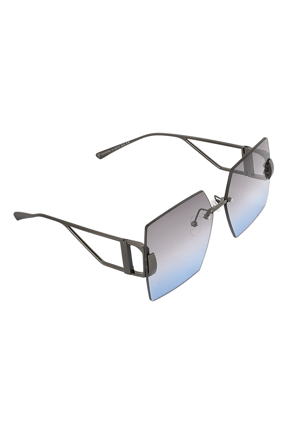 Rimless square sunglasses - blue h5 