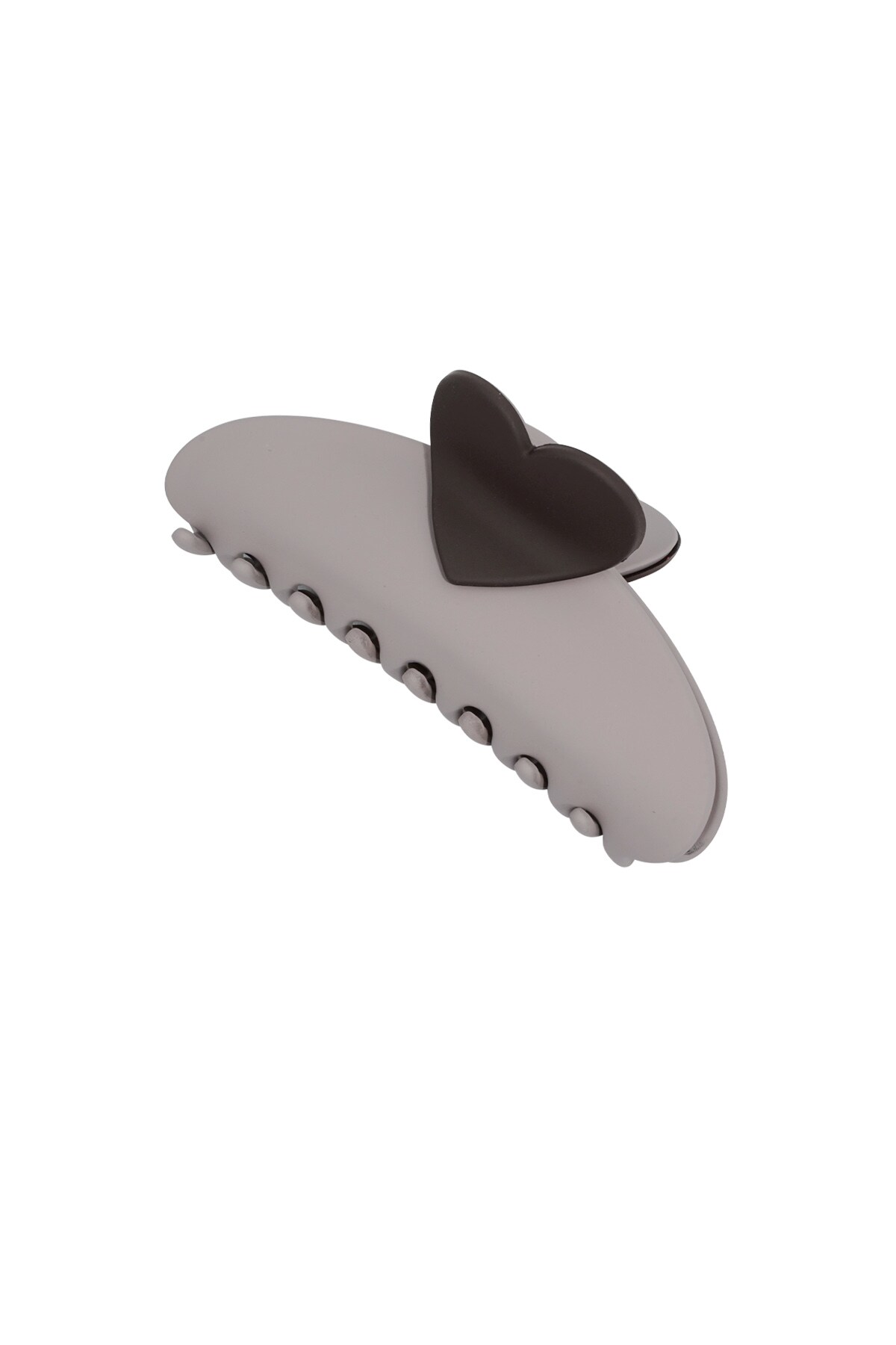 hair clip with heart detail - dark gray 