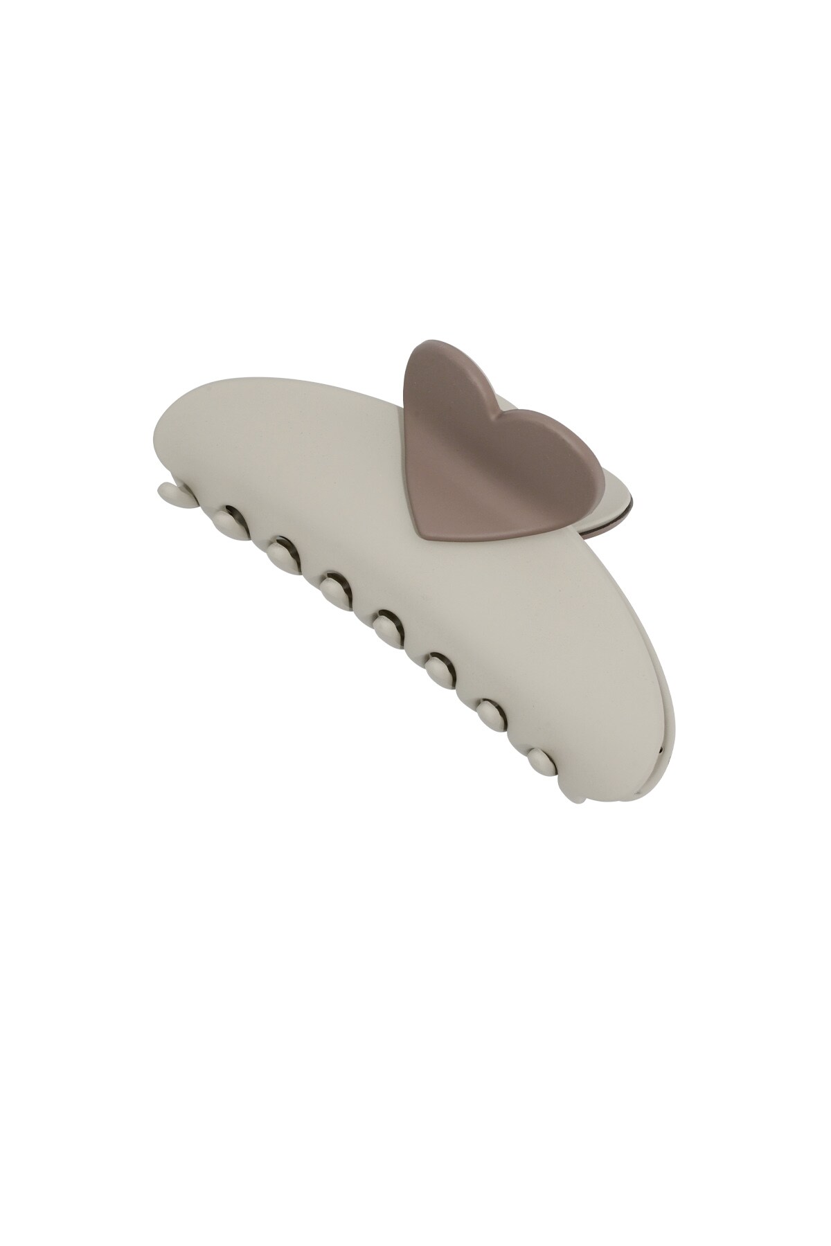 hair clip with heart detail - beige h5 