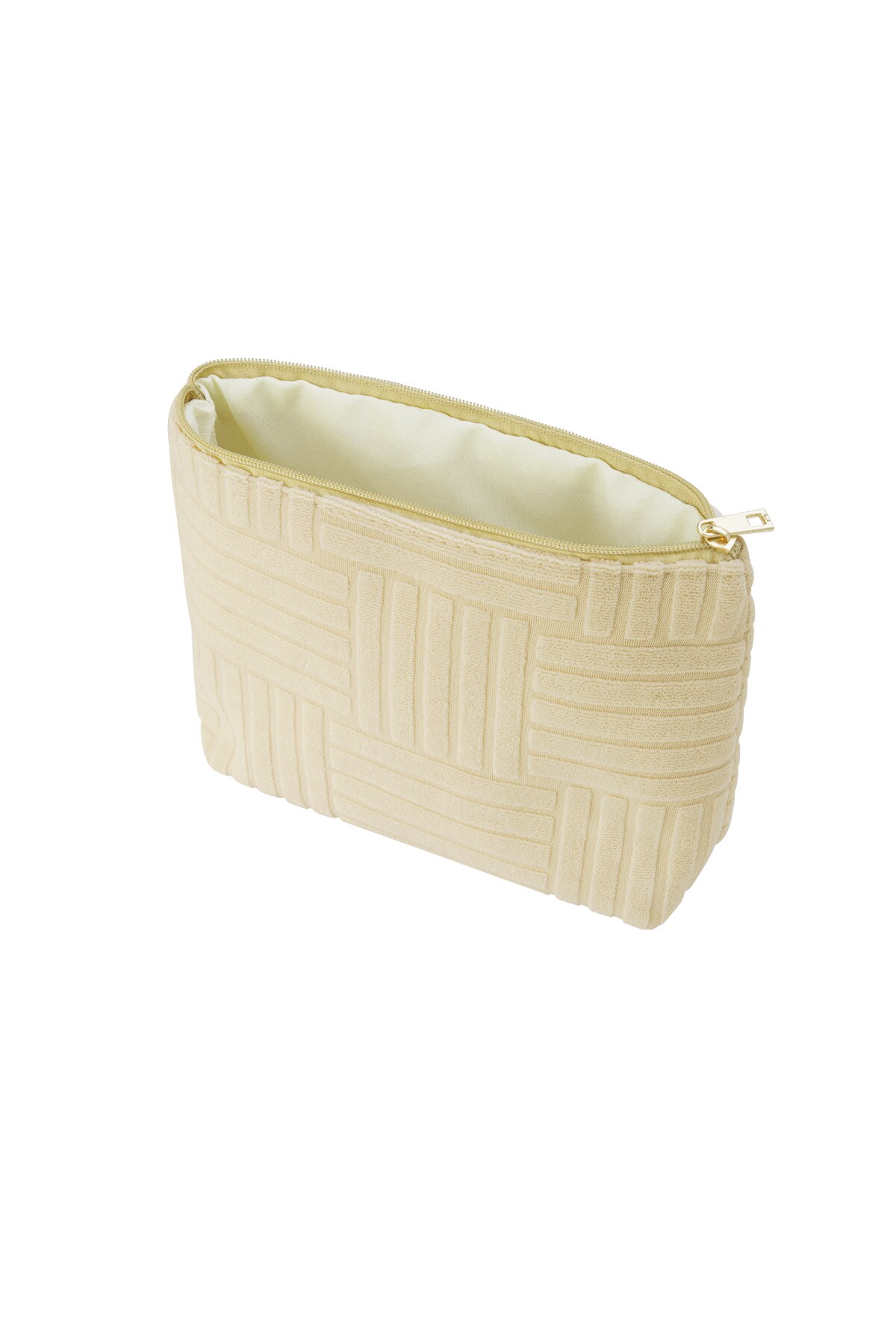 Lightweight Jacquard Travel Makeup Bag - Beige Picture3