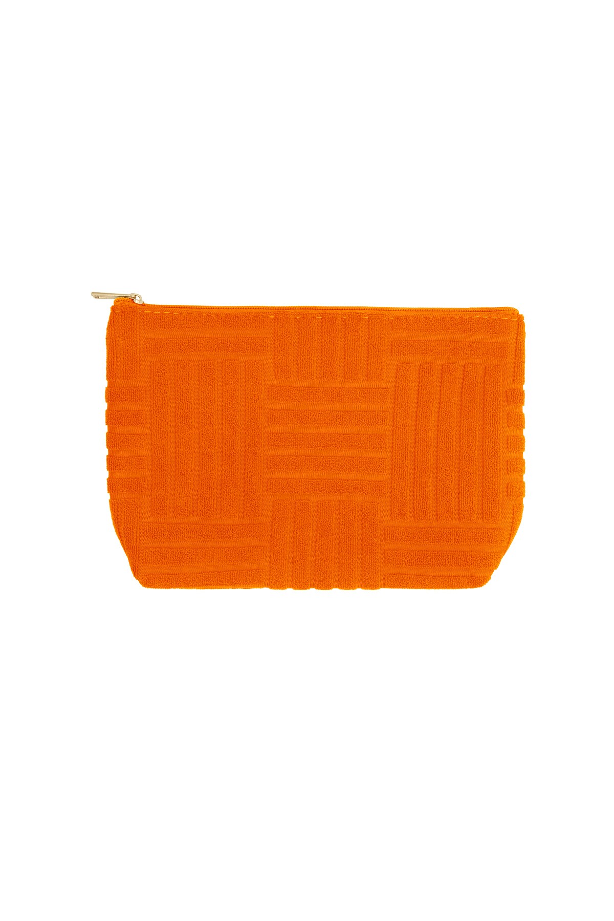 Lightweight Jacquard Travel Makeup Bag - Orange h5 