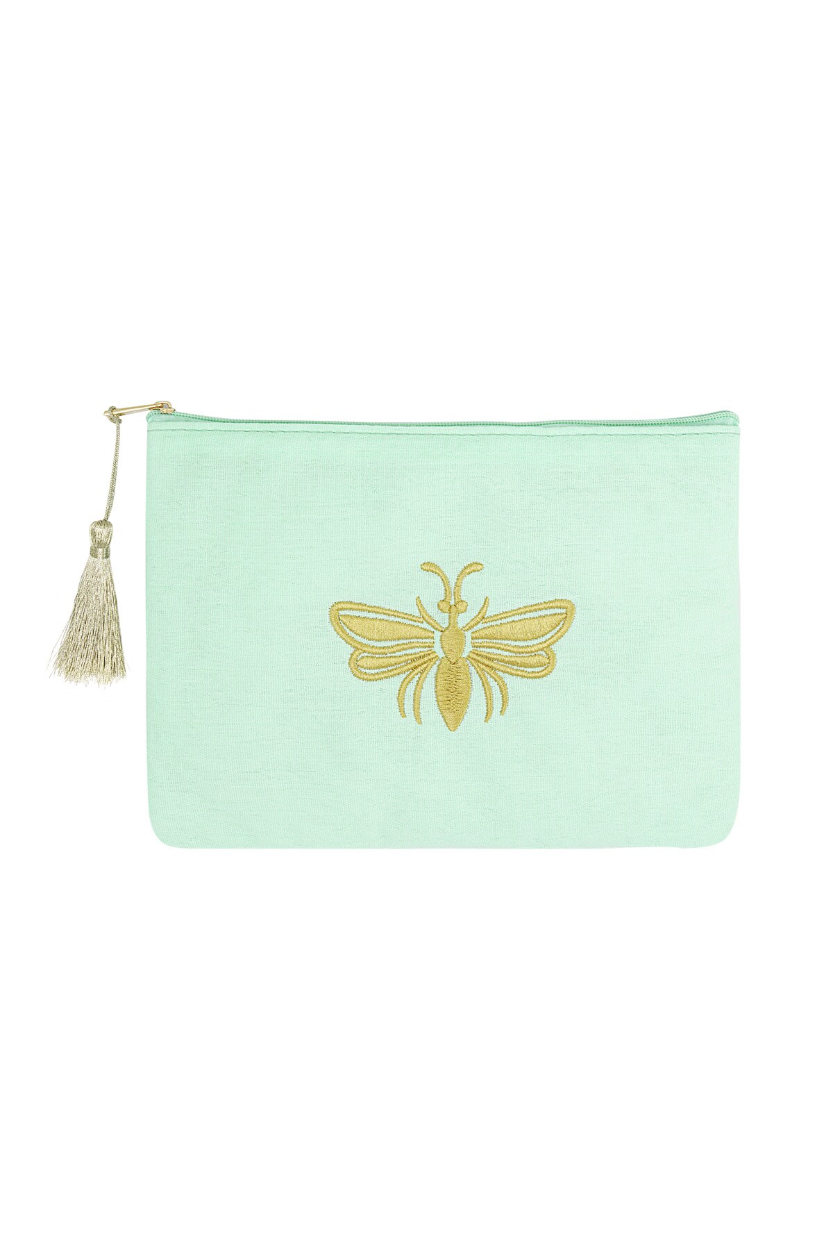 Make-up bag with golden bee - mint h5 